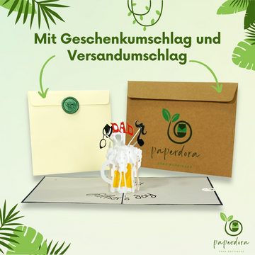 paperdora Vatertagskarte 3D Pop-Up-Karte „Vater“ mit Umschlag und Wachssiegel - Grußkarte, Vatertag Geschenk