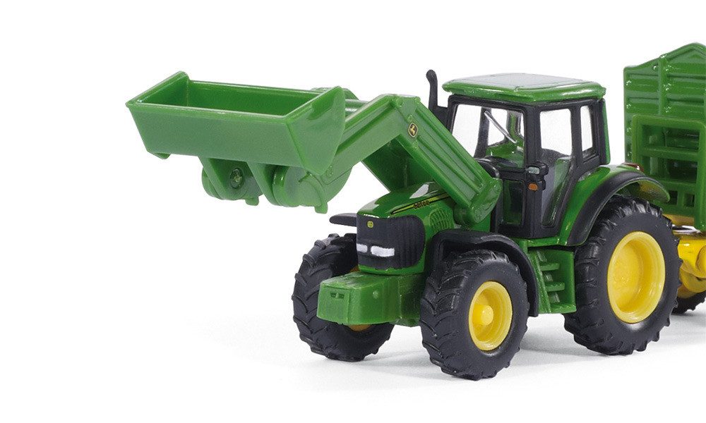 SIEPER Modelltraktor siku John Deere mit Frontlader und Anhänger 1:87
