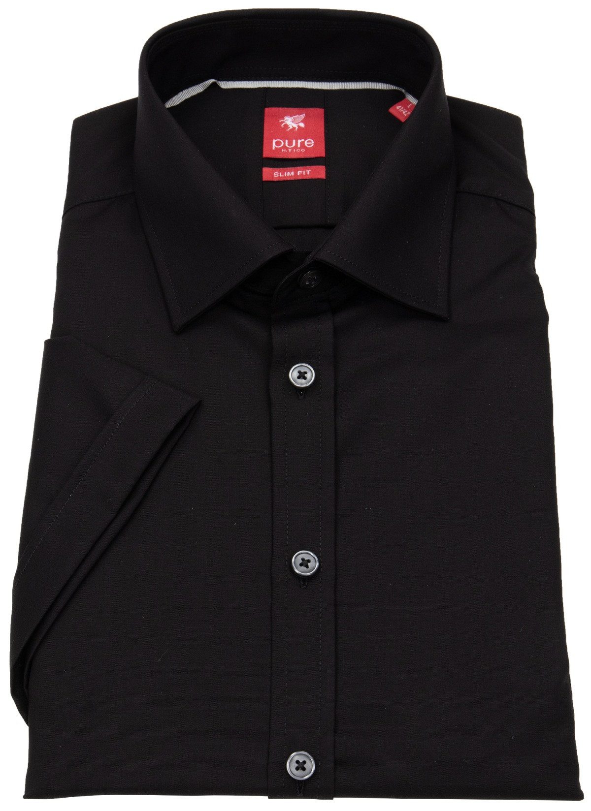 Pure Kurzarmhemd Slim Fit stark tailliert bügelfrei Kentkragen