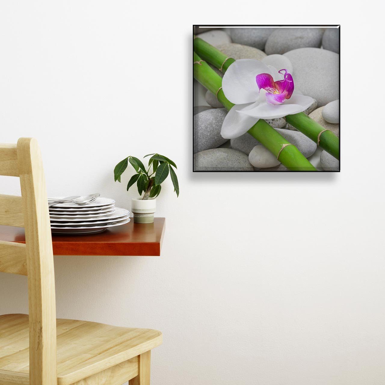 Levandeo® Wandbild, levandeo Glasbild 30x30cm Orchideen günstig online kaufen