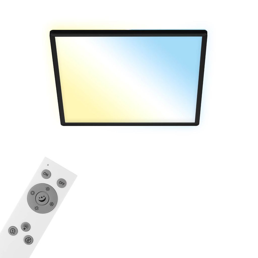 Briloner Leuchten LED Deckenleuchte 7060-015, Bluetooth, LED fest integriert, 2700K - Extra-Warmweiß, Smarte Deckenlampe, 42x42x2,5cm, Schwarz, 22W, Wohnzimmer, Flur, Büro