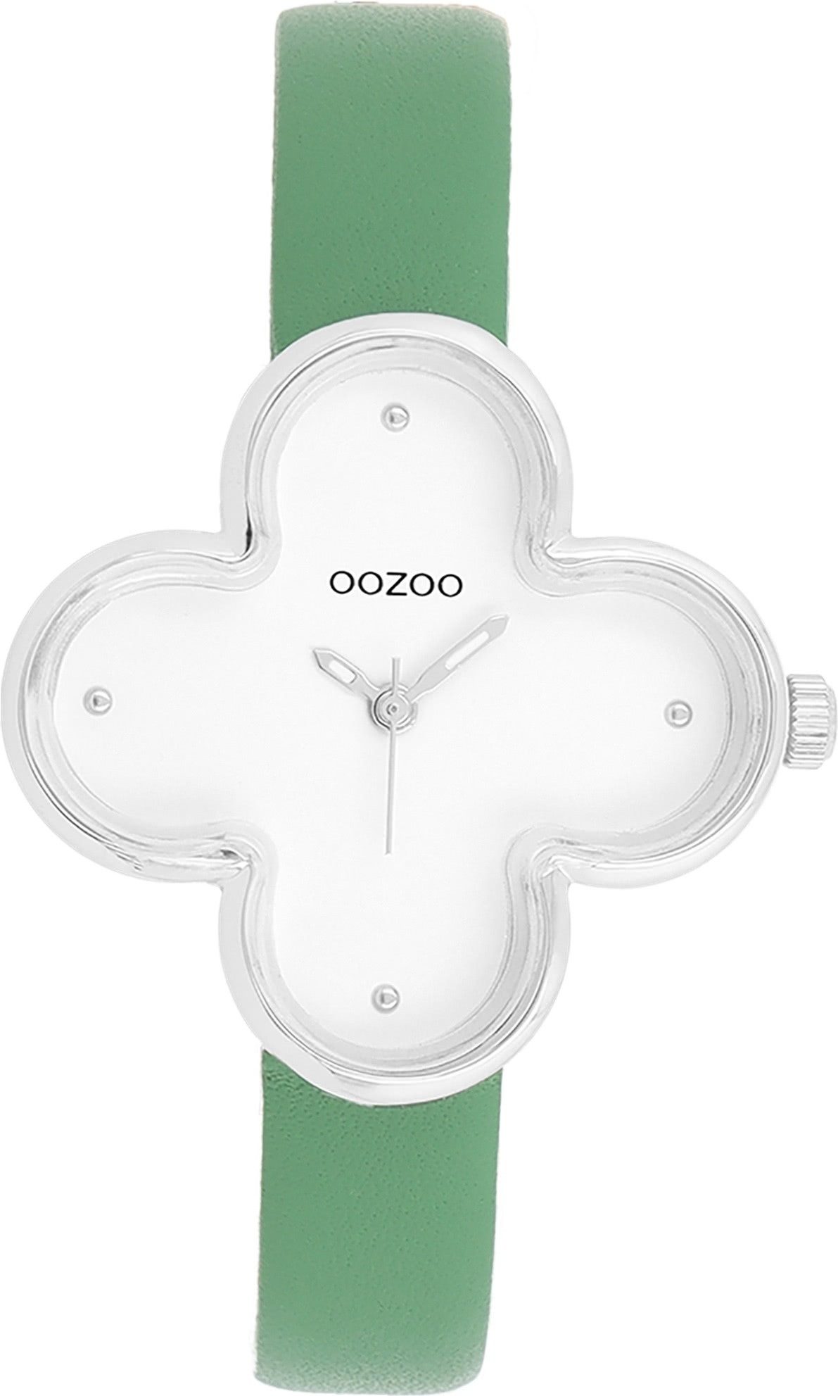 OOZOO Quarzuhr Oozoo Damen Armbanduhr Timepieces Analog, (Analoguhr), Damenuhr kleeform, extra groß (ca 32x32mm) Lederarmband, Fashion-Style