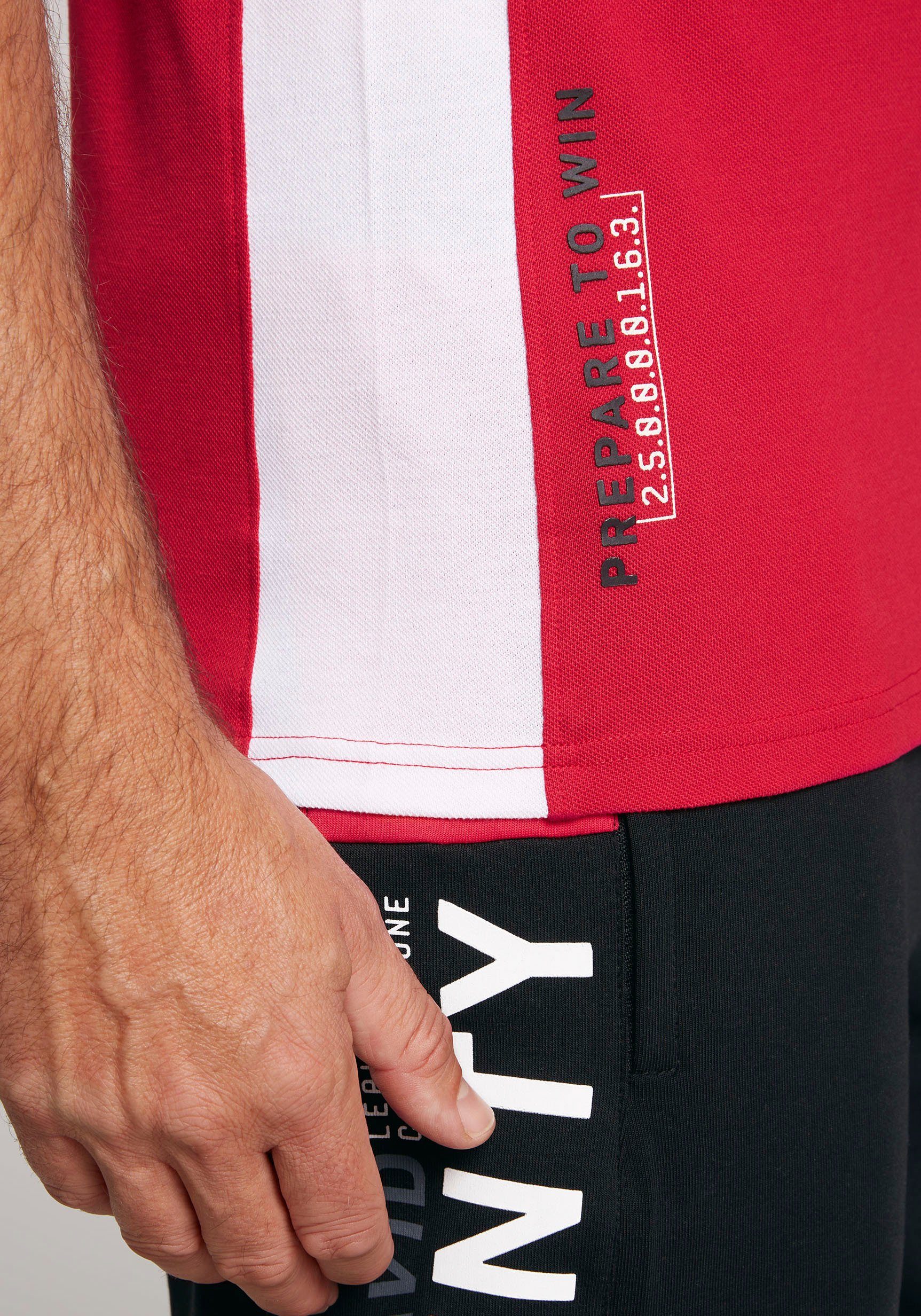 CAMP DAVID Poloshirt Prints mit und Rubber red Rückseite Ärmeln, auf Vorder- power