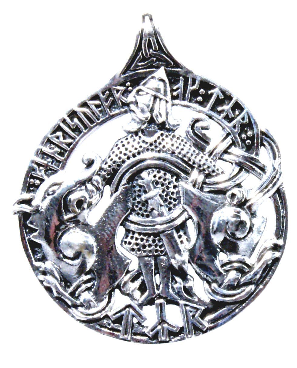 Leather Fenrir Wolf of Fenriswolf Kettenanhänger Sterling Kriegsgott Silber Kiss Tyr mit 925
