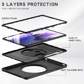 Wigento Tablet-Hülle Für Samsung Galaxy Tab S9 S8 S7 Plus u. FE 12.4 Zoll 360 Grad Hülle
