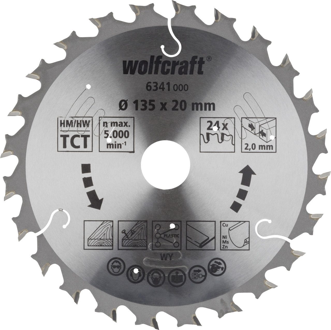 Wolfcraft Kreissägeblatt Wolfcraft Kreissägeblatt Ø 135 mm Bohrung Ø 20 mm