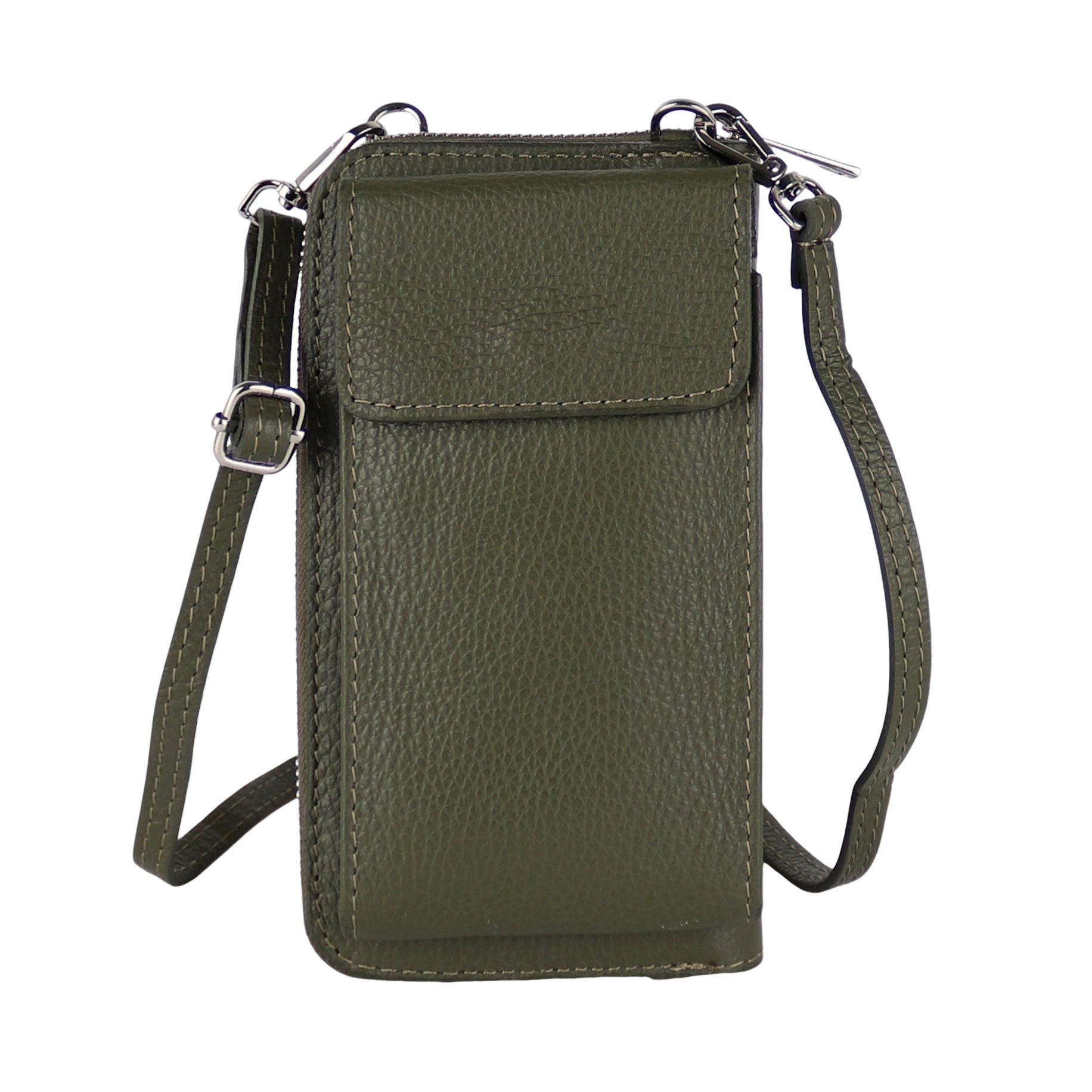 MIRROSI Handytasche Damen Kleine Umhängetasche aus Echtleder Made in Itlay (13x20x3cm BXHXT), Mini Handytasche zum Umhängen,Handy Tasche