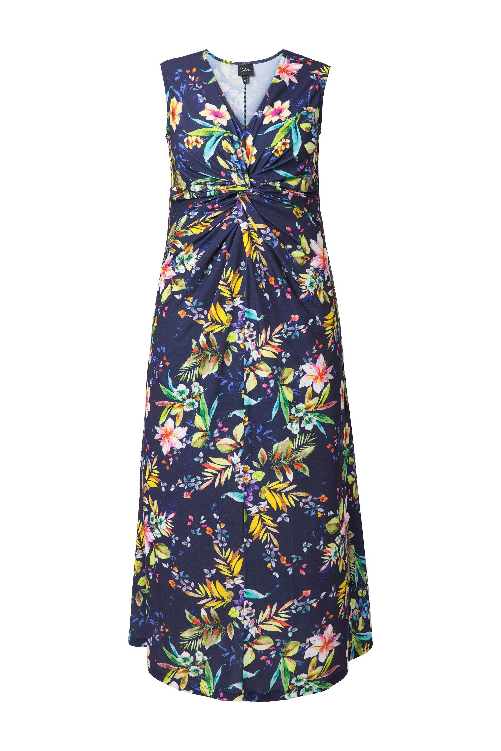 Ulla Popken Jerseykleid Jersey-Maxikleid Blütenmuster Drapierung günstig online kaufen