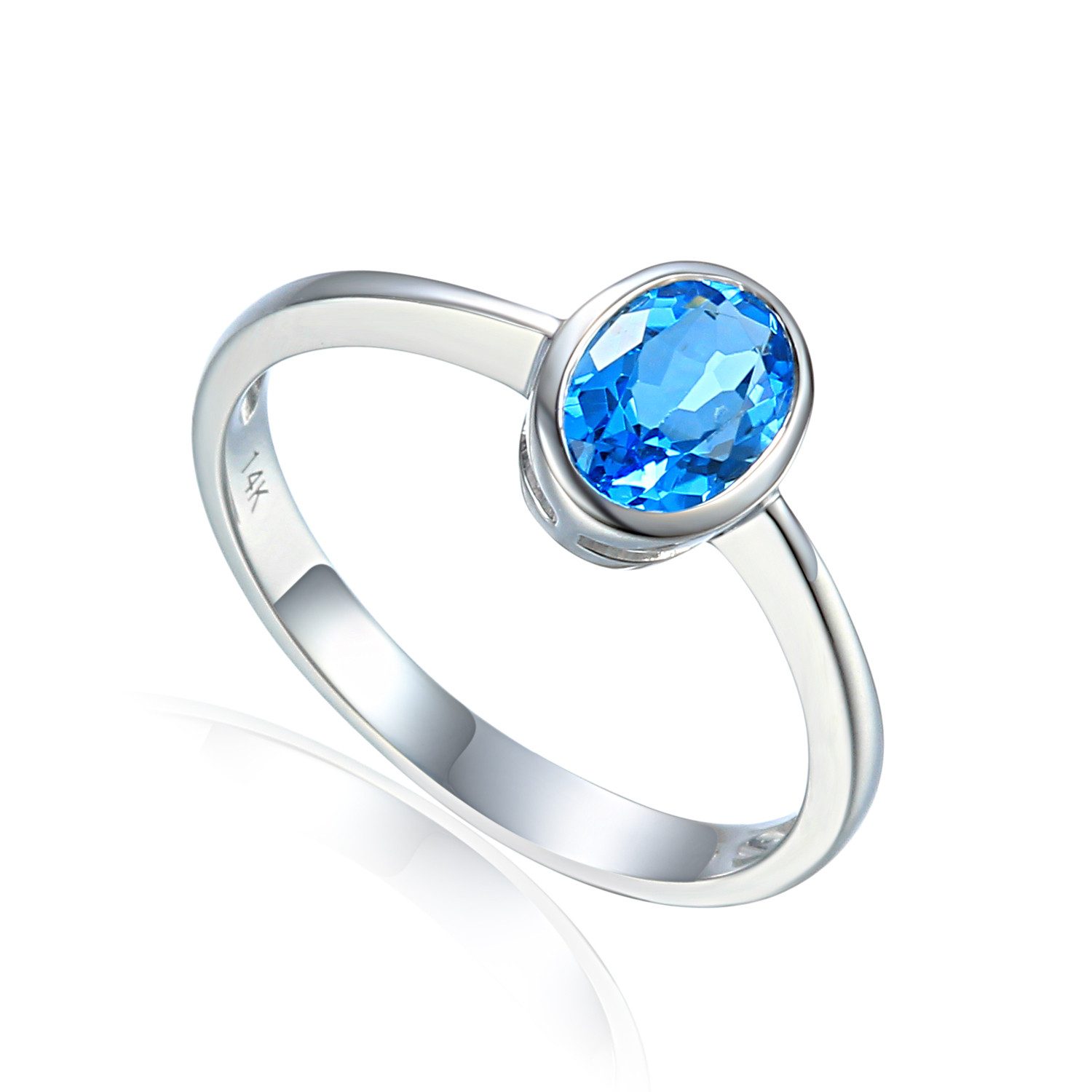 Stella-Jewellery Solitärring 585er Weißgold Damenring mit Blautopas 0,97ct. (inkl. Etui, Edelsteinring), Blautopas 0,97ct.