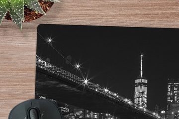 MuchoWow Gaming Mauspad New York - Brooklyn - Brücke (1-St), Mousepad mit Rutschfester Unterseite, Gaming, 40x40 cm, XXL, Großes