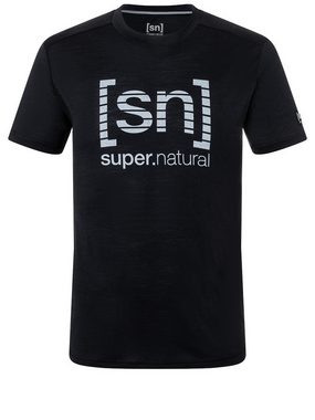 SUPER.NATURAL T-Shirt für Herren, Merino GRID LOGO gestreift, atmungsaktiv