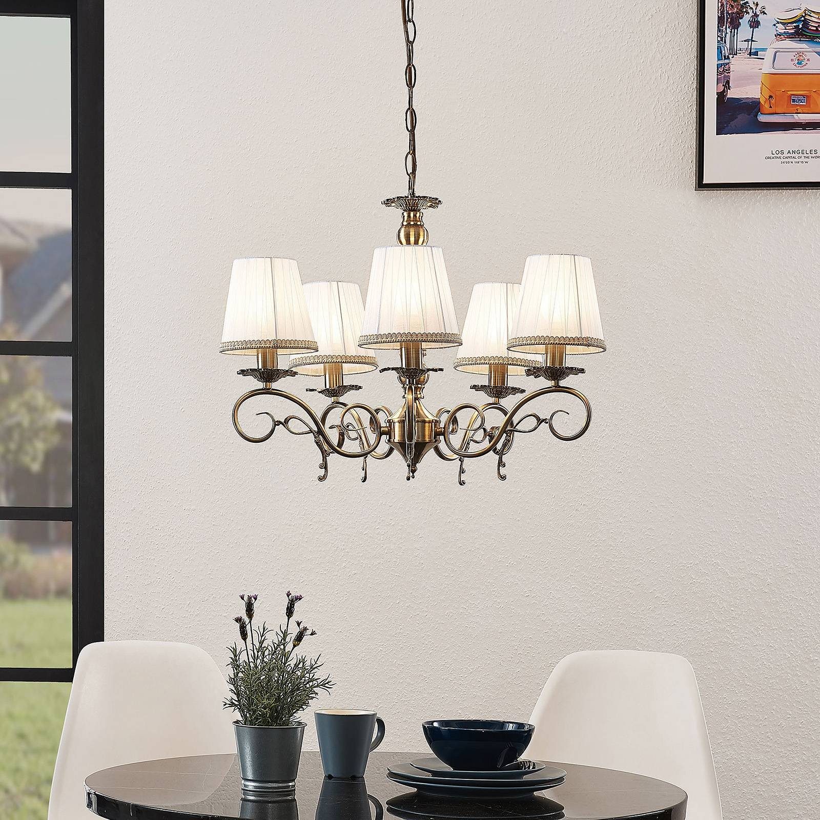 Lindby Kronleuchter Finnick, Bronze IP20, 5 x 40 W