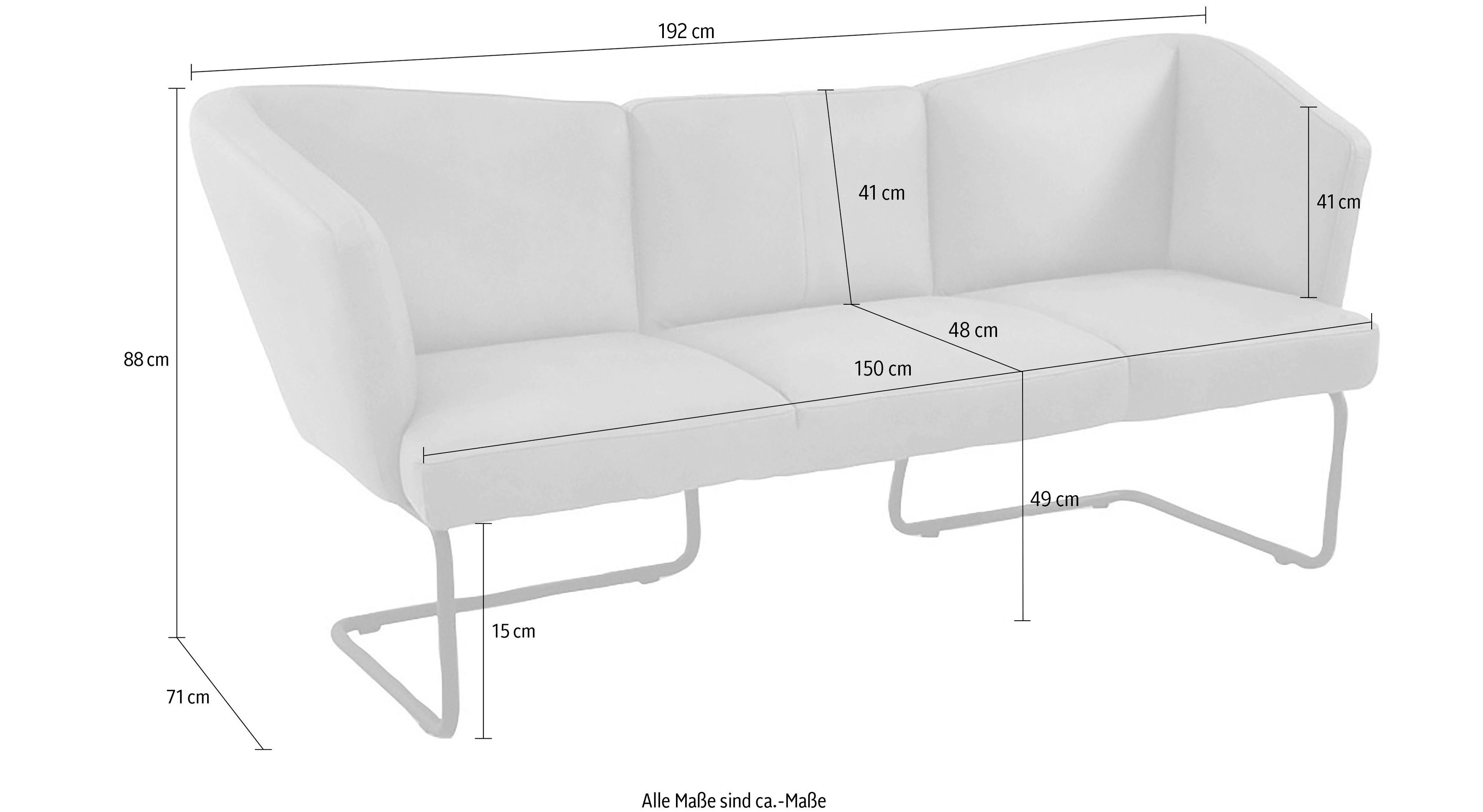 Form, 2 192 Polsterbank abgerundeter K+W 242 lang, in Rundrohrkufe oder Mikkado Breiten Wohnen in Komfort & Tube, cm