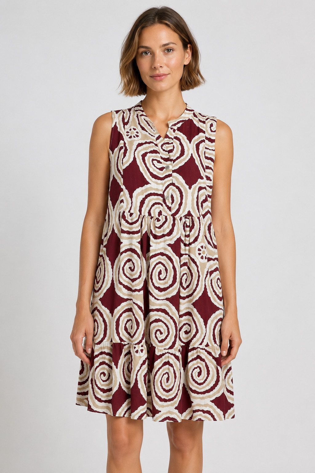 ITALY VIBES Sommerkleid - gemustertes Blusenkleid - ärmelloses Kleid Damen ONE SIZE / passend für Größe M - XL