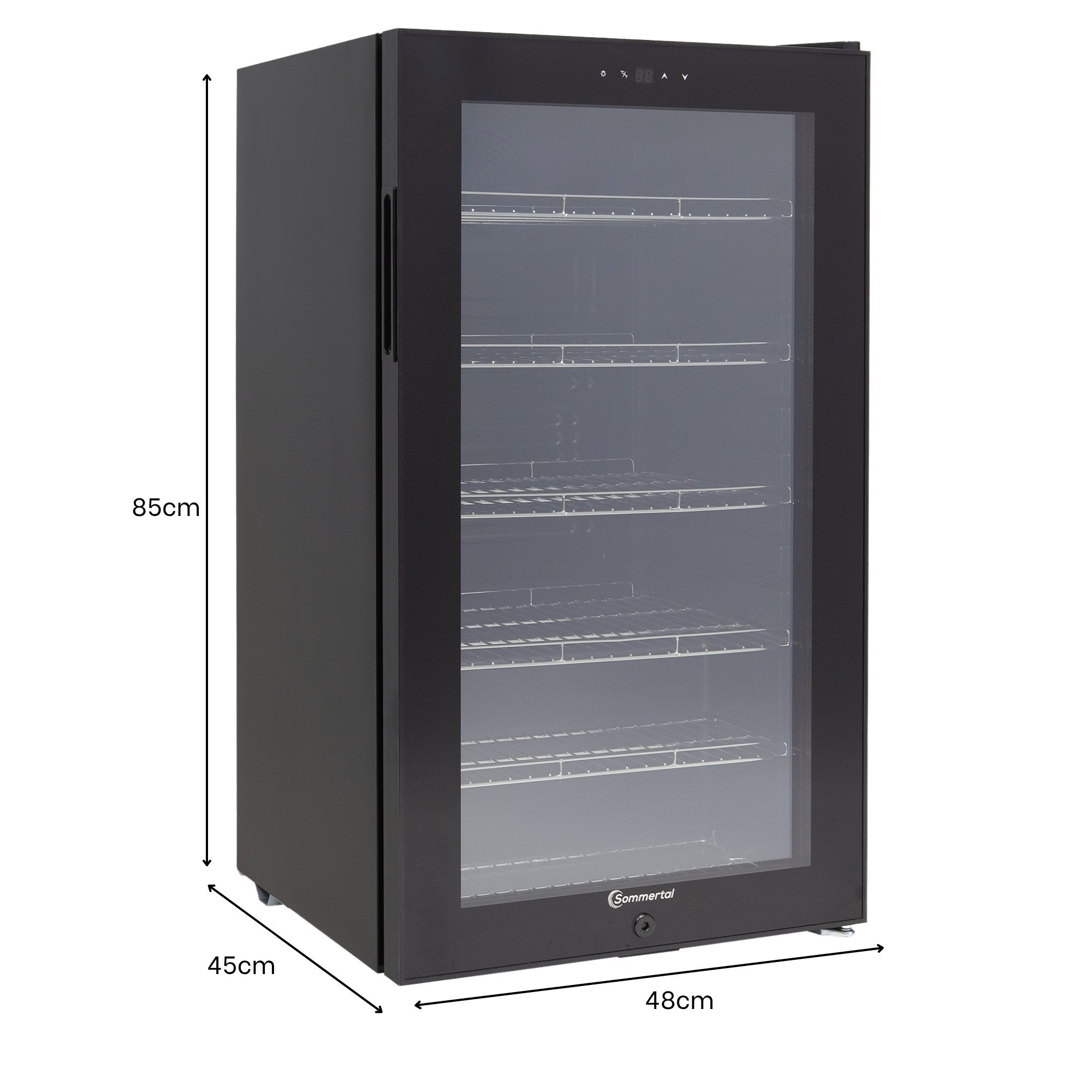 Sommertal Getränkekühlschrank GK100, 85 cm hoch, 48 cm breit, Touchscreen & Schloss kleiner Flaschenkühlschrank schwarz 100L – Bild 3 von 5