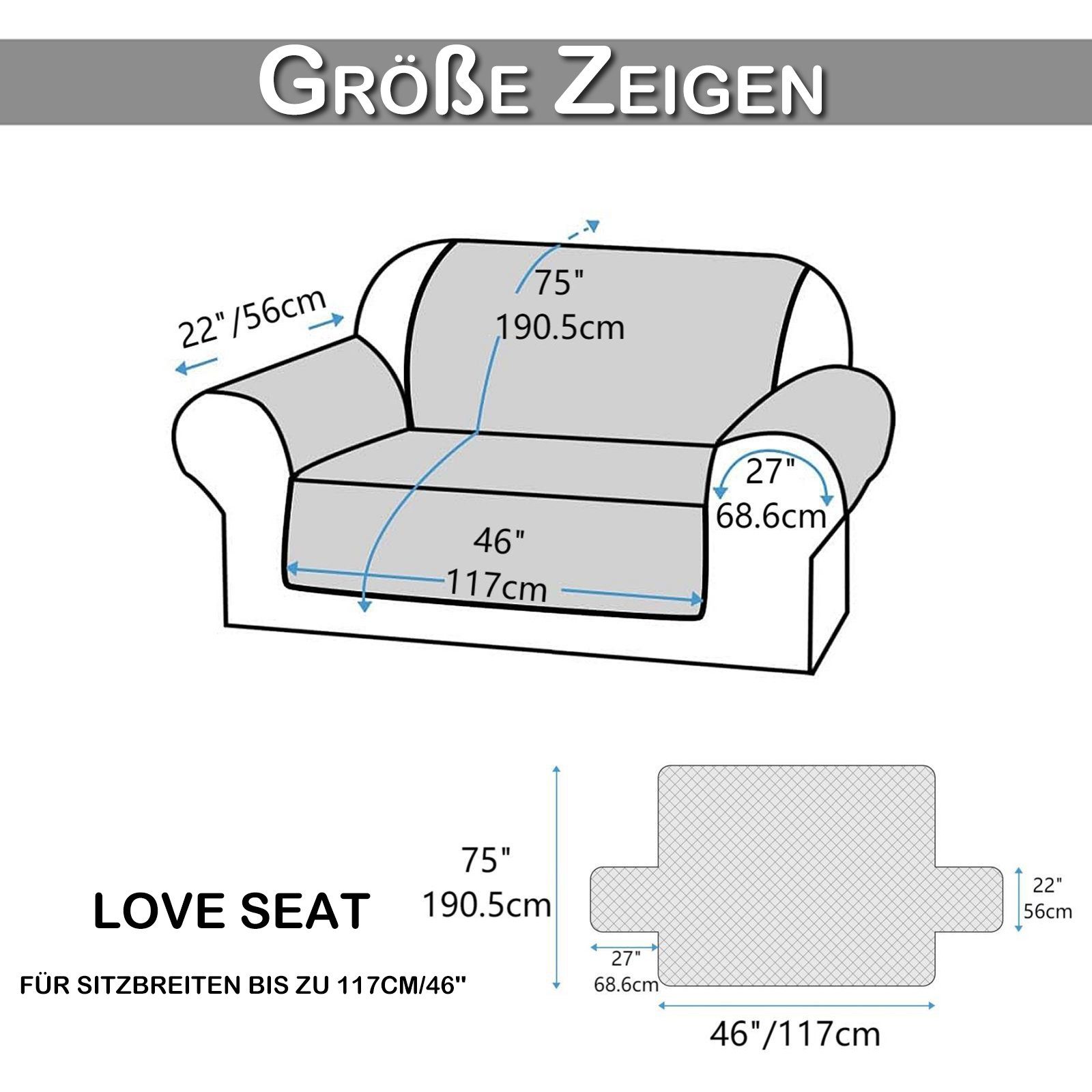 Farben,3 Sofaschoner Sitzer Größen, Rutschfeste,Wasserdicht Sesselschoner 4 Riemen-Befestigung BTTO, mit 1/2/3 Sesselschoner Taschen, Sofahusse Taupe