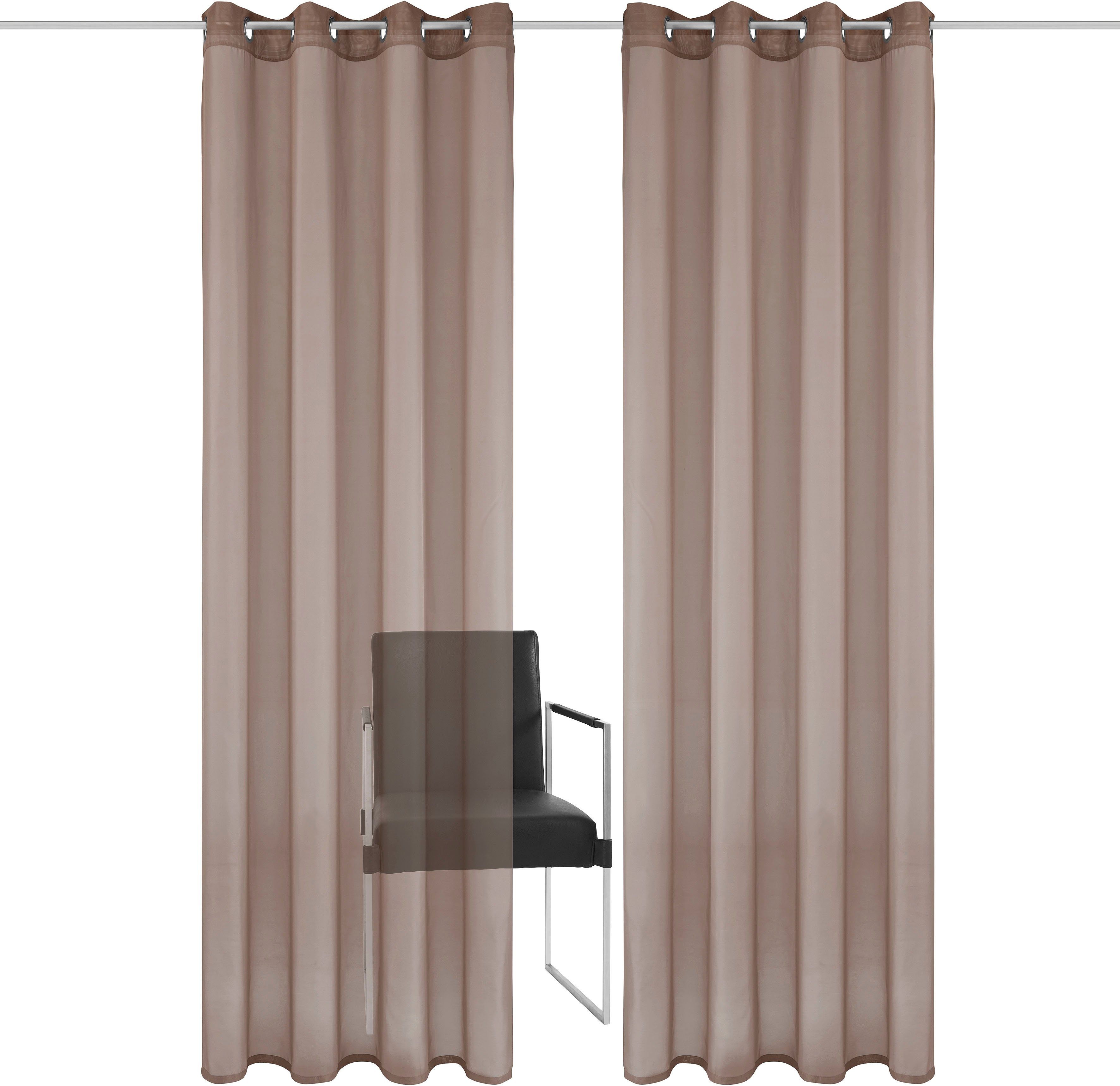 Gardine XANA, my home, Ösen transparent, St), pflegeleicht 1 (1 Voile, Schal, einfarbig, taupe Polyester