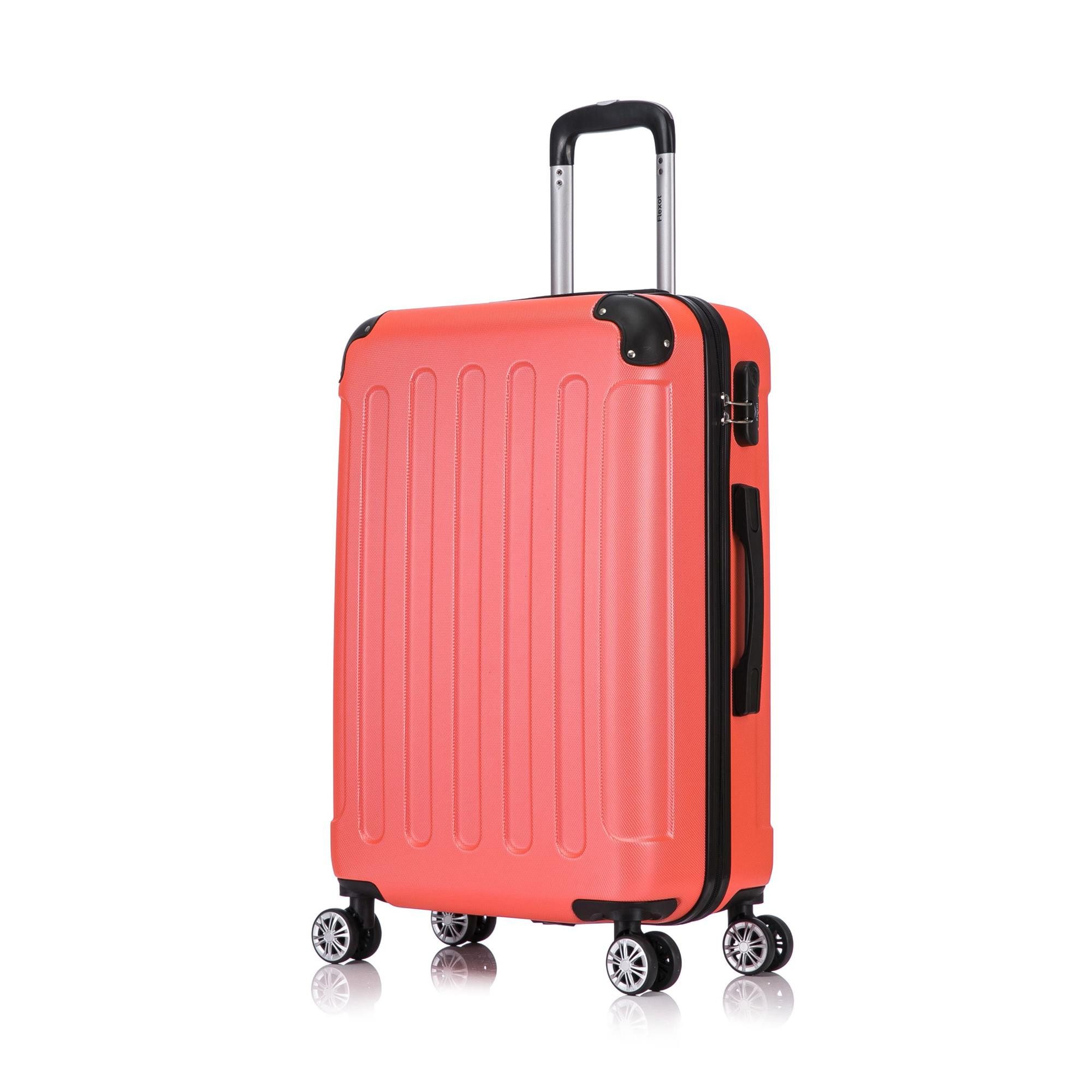 Flexot Hartschalen-Trolley F-2045 Kofferset, 360° Rollen, robuster Reisekoffer, Bordcase, 4 Rollen, Robuster und moderner Koffer mit vier 360° Rollen und Zahlenschloss