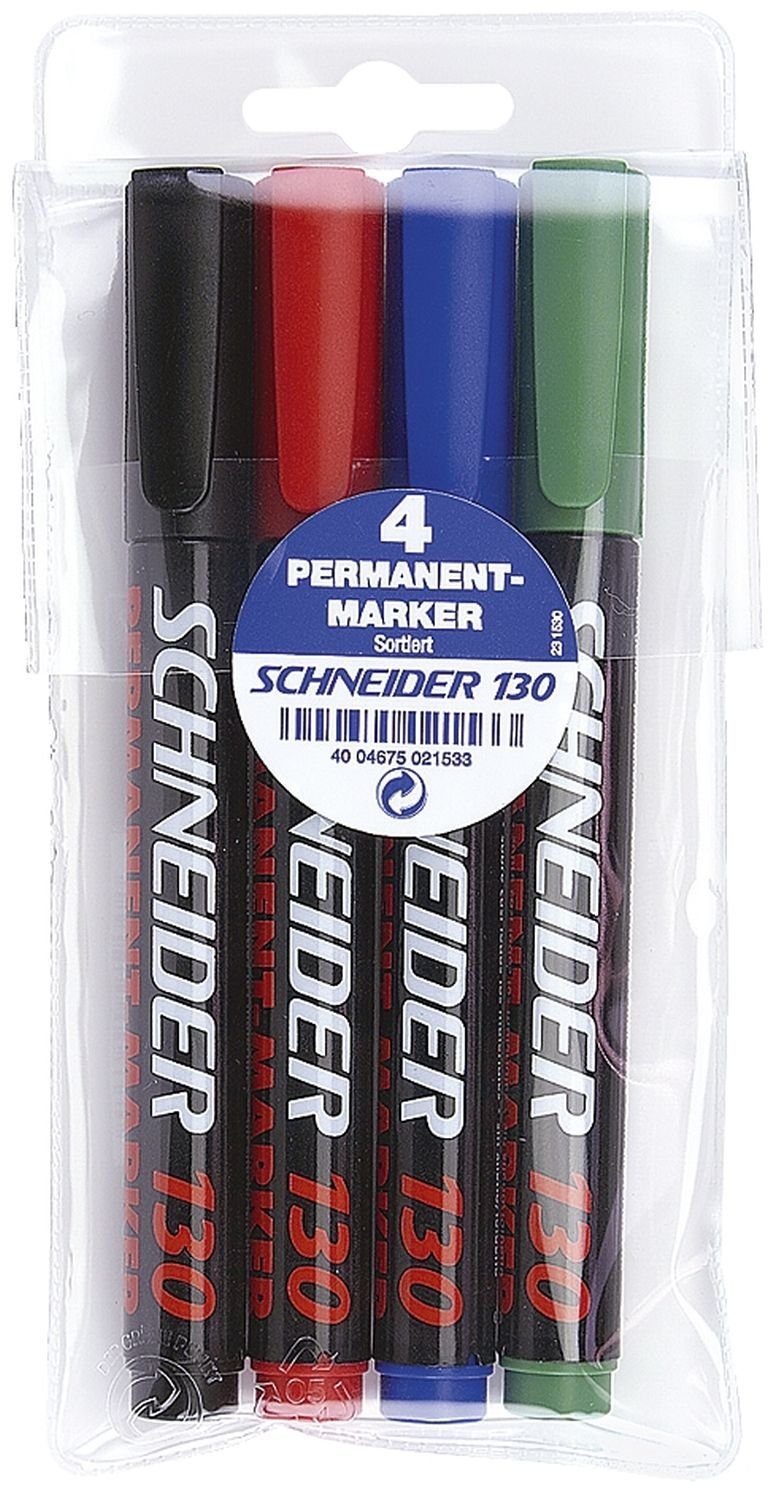 SCHNEIDER 4 Schneider Maxx 130 Permanentmarker farbsortiert 1,0 - 3,0 mm Tintenpatrone