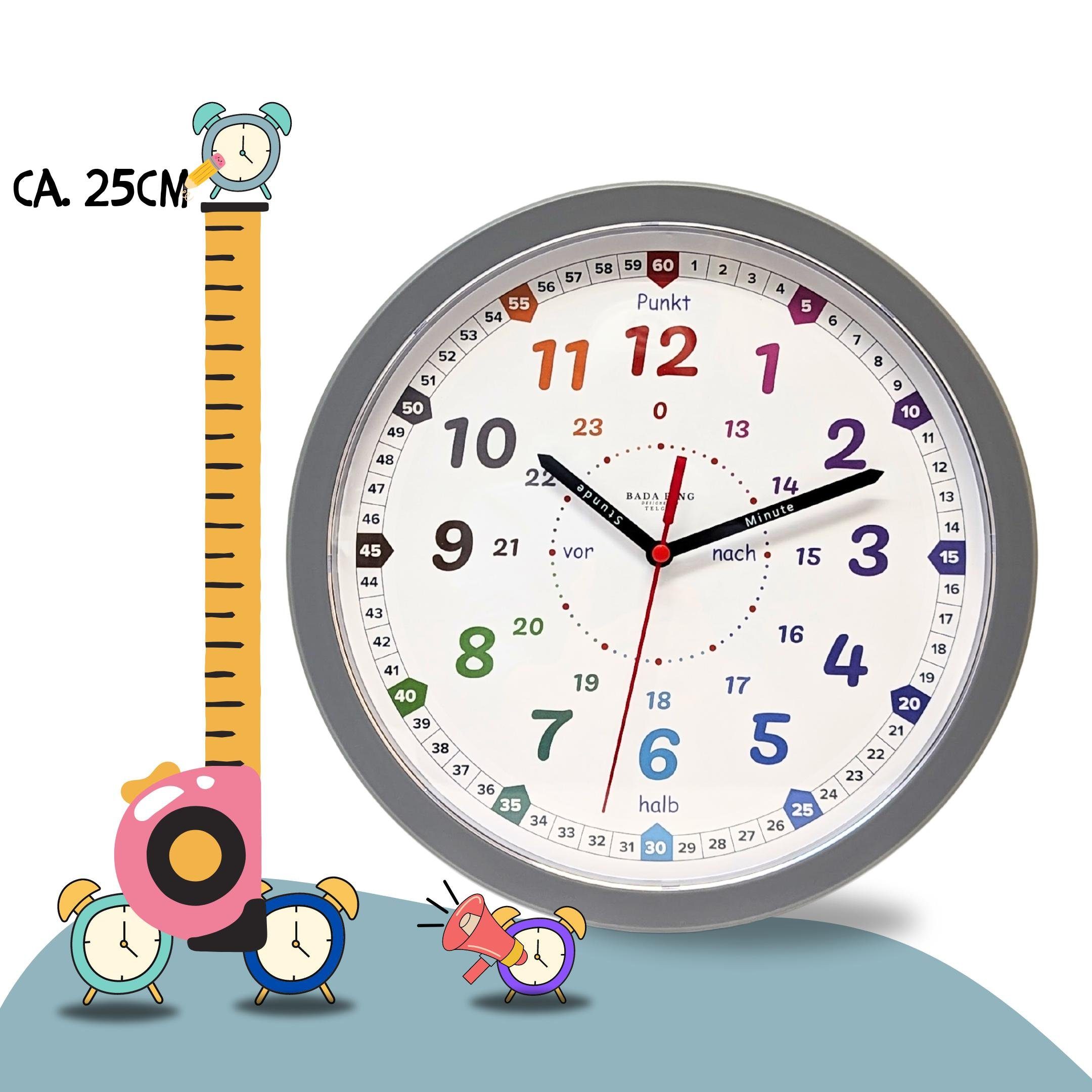 Bada Bing Wanduhr Lernuhr für Kinder 25cm Ø Uhr zum Lernen der Uhrzeit Kind günstig online kaufen