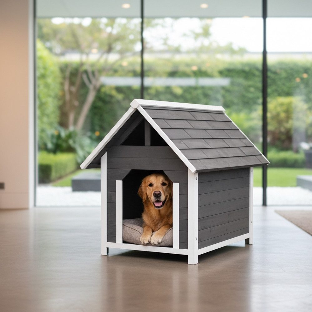 Melko Hundehütte Hundehaus 75x115x95 CM Haustierhütte aus Holz Hundehöhle, für mittlere Hunde