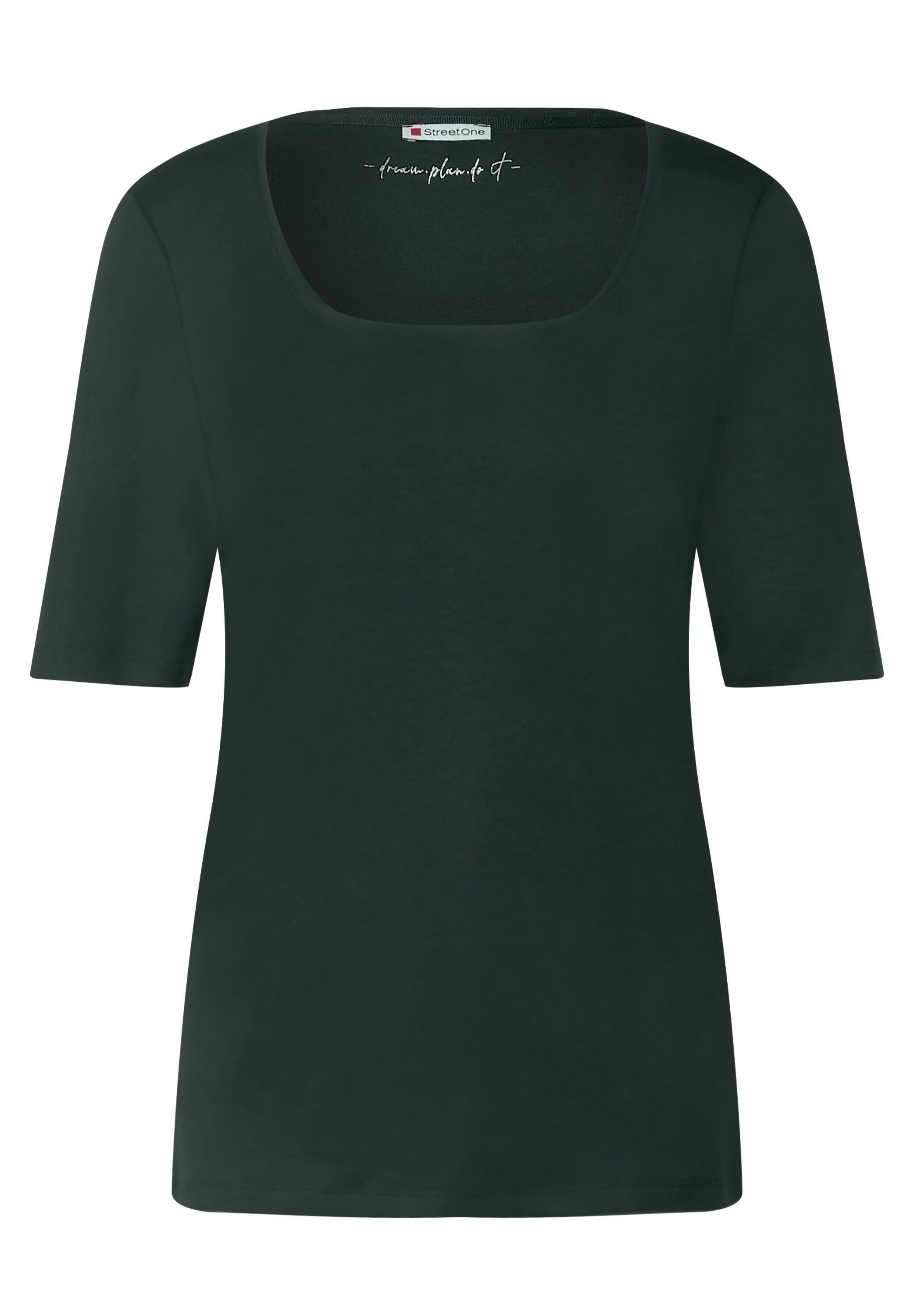 STREET ONE Rundhalsshirt in Unifarbe hillside green | T-Shirts