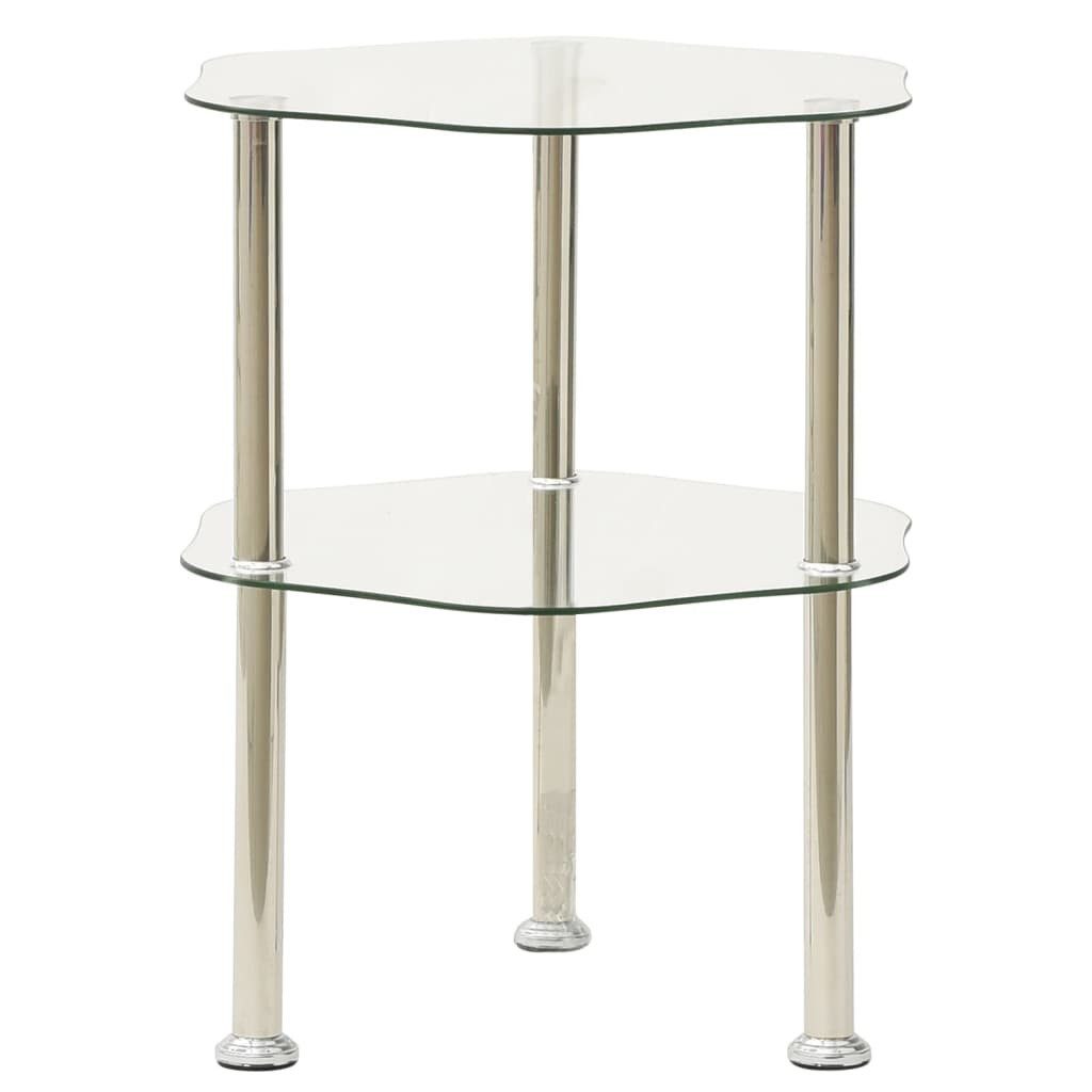 vidaXL Beistelltisch Beistelltisch mit 2 Ablagen Transparent 38x38x50 cm Hartglas (1-St)