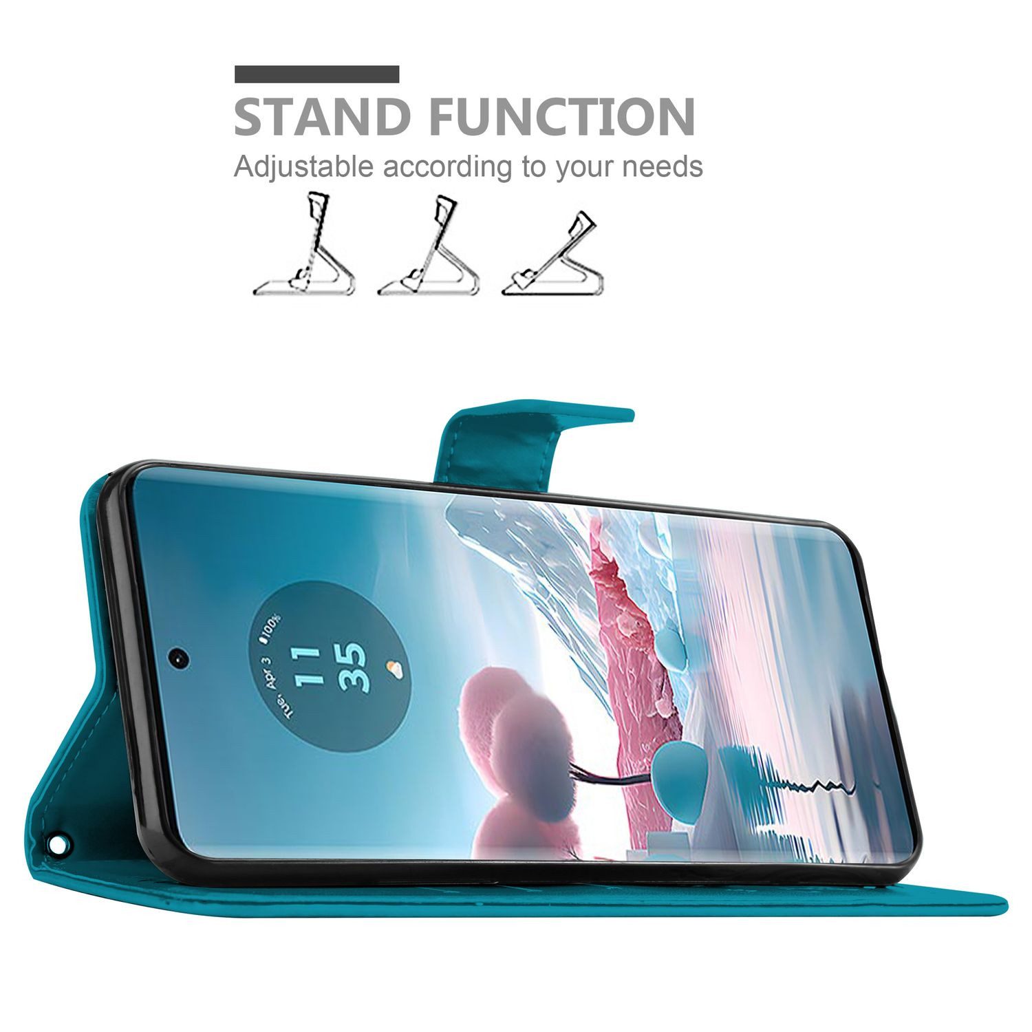 Cadorabo Handyhülle für Motorola Edge 40 Neo Hülle Motorola Edge 40 Neo, Hülle Schutzhülle Blumen Flower mit Standfunktion Kartenfach Magnet