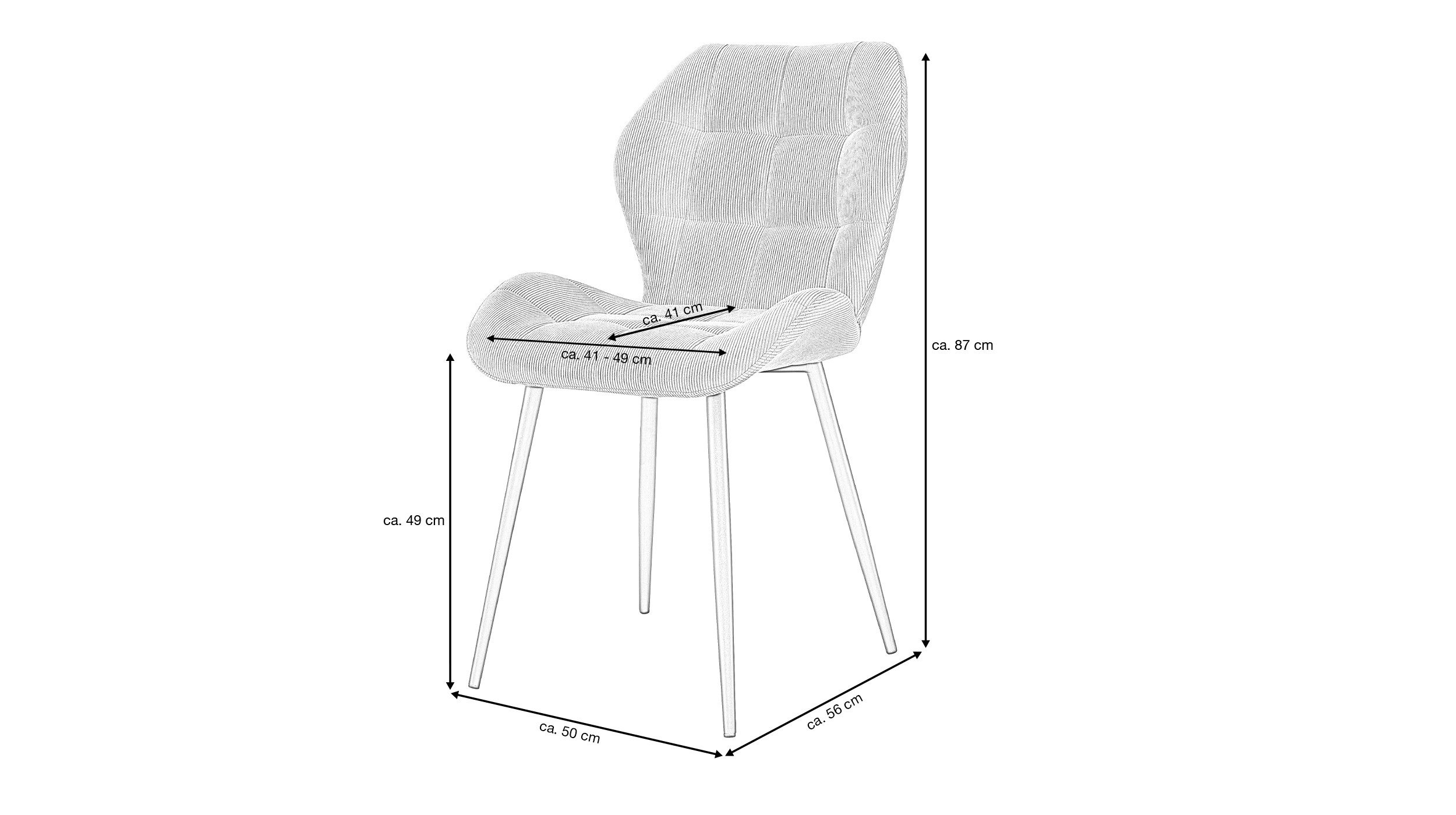 Die Möbelfundgrube® Polsterstuhl Polsterstuhl Esszimmer grau / Cord / FEE / günstig online kaufen