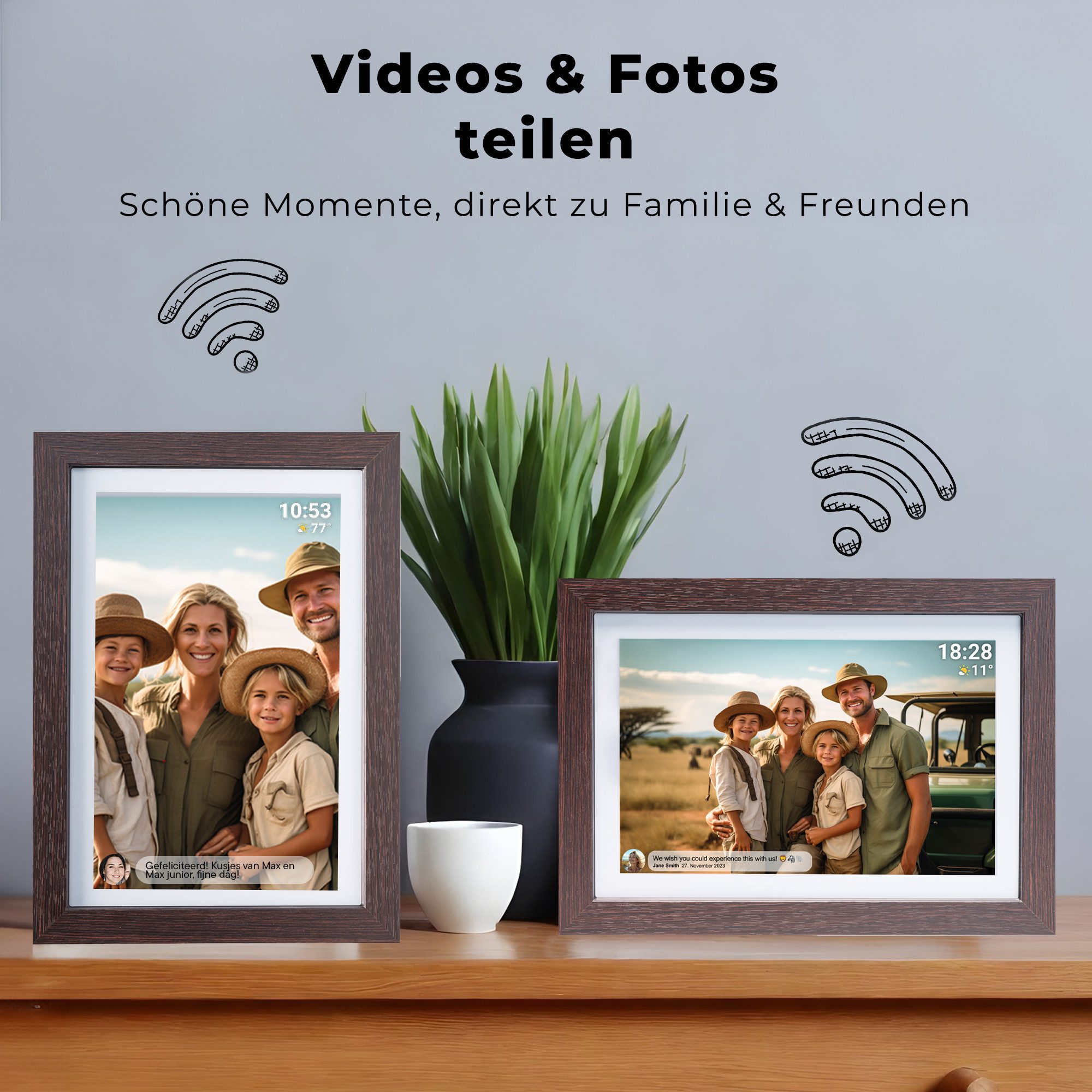 Denver PFF-1042DW Digitaler Bilderrahmen (25.65 cm/10.1 ", 1280 x 800 Pixel, 16 GB, mit Holzrahmen und Foto-Sharing) – Bild 4 von 5