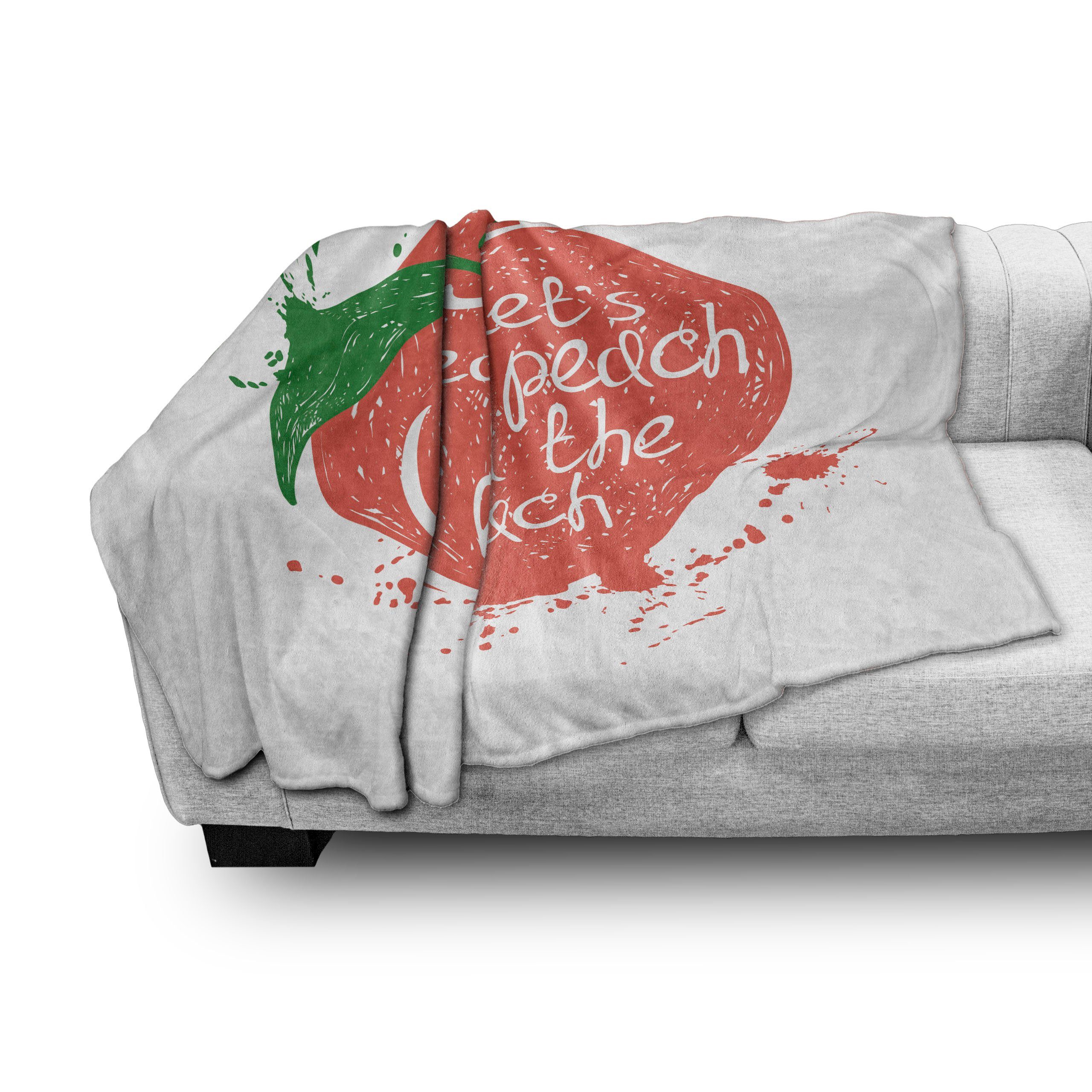 Pfirsich Fruit Quirky Abakuhaus, Gemütlicher Soft Wörter und den für Plüsch Wohndecke Innen- Außenbereich,