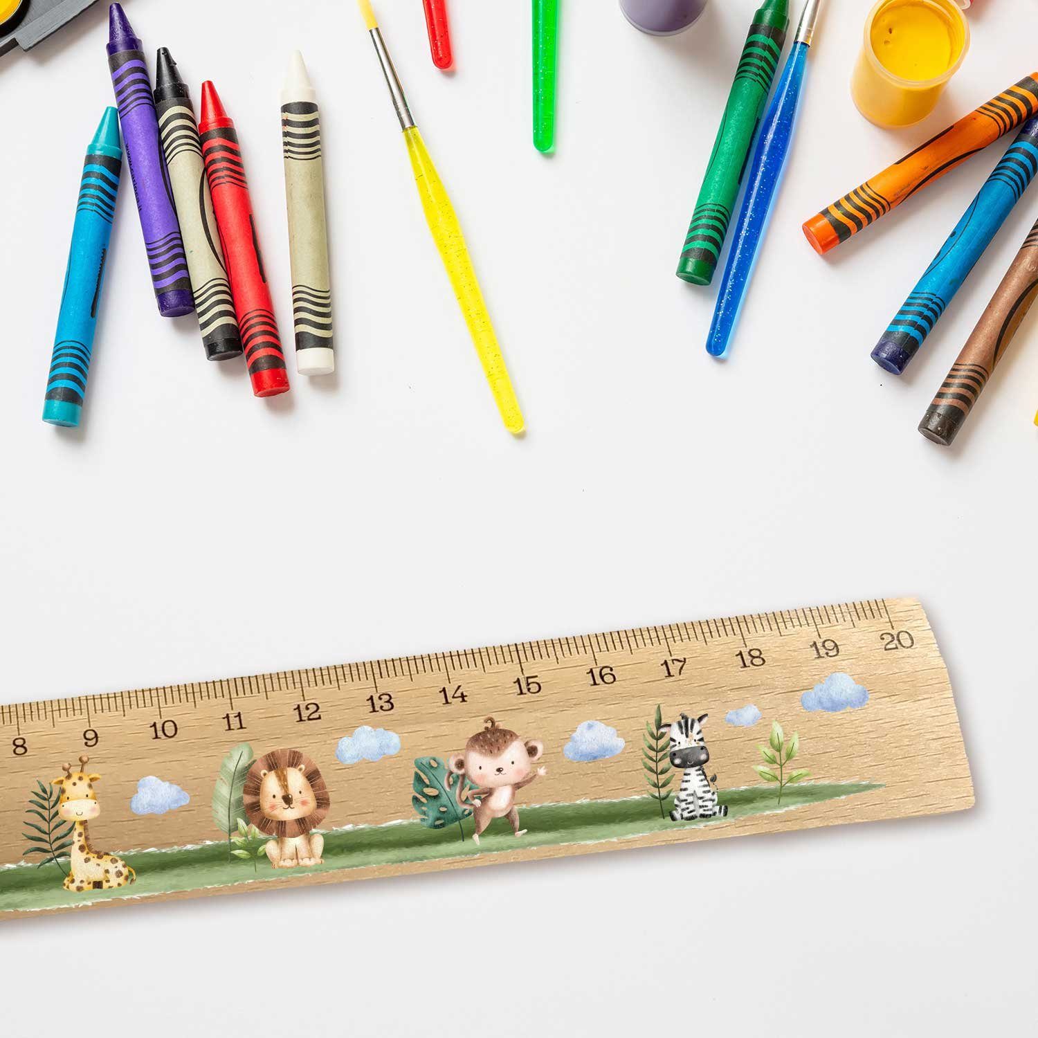 GRAVURZEILE Lineal im Tiere Design - zur Einschulung - für Kinder -, Geschenk für die Schule