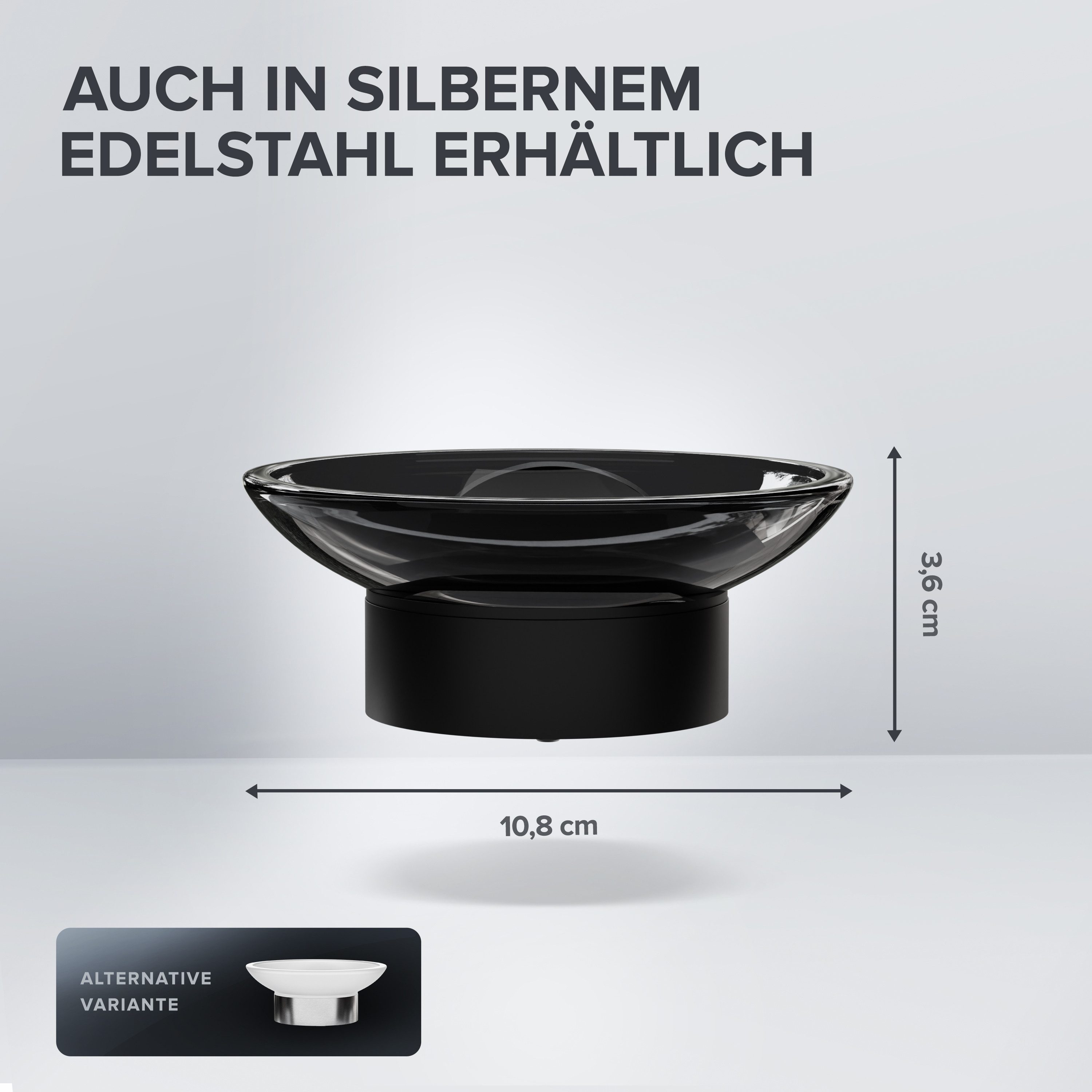 ovimar Seifenschale, Breite: 3.60 cm, 1-St., aus Edelstahl in Schwarz zur Zum Bohren