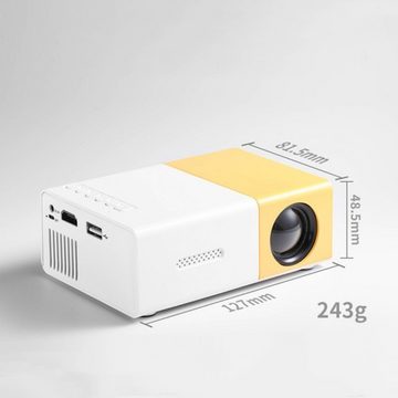 Gontence Mini-Portabler Projektor, 1080P-unterstützter Videoprojektor Mini-Beamer (3000:1, 1920 x 1080 px, Heimkino-Filmprojektor für Telefon, TV-Box, Spielmaschine)