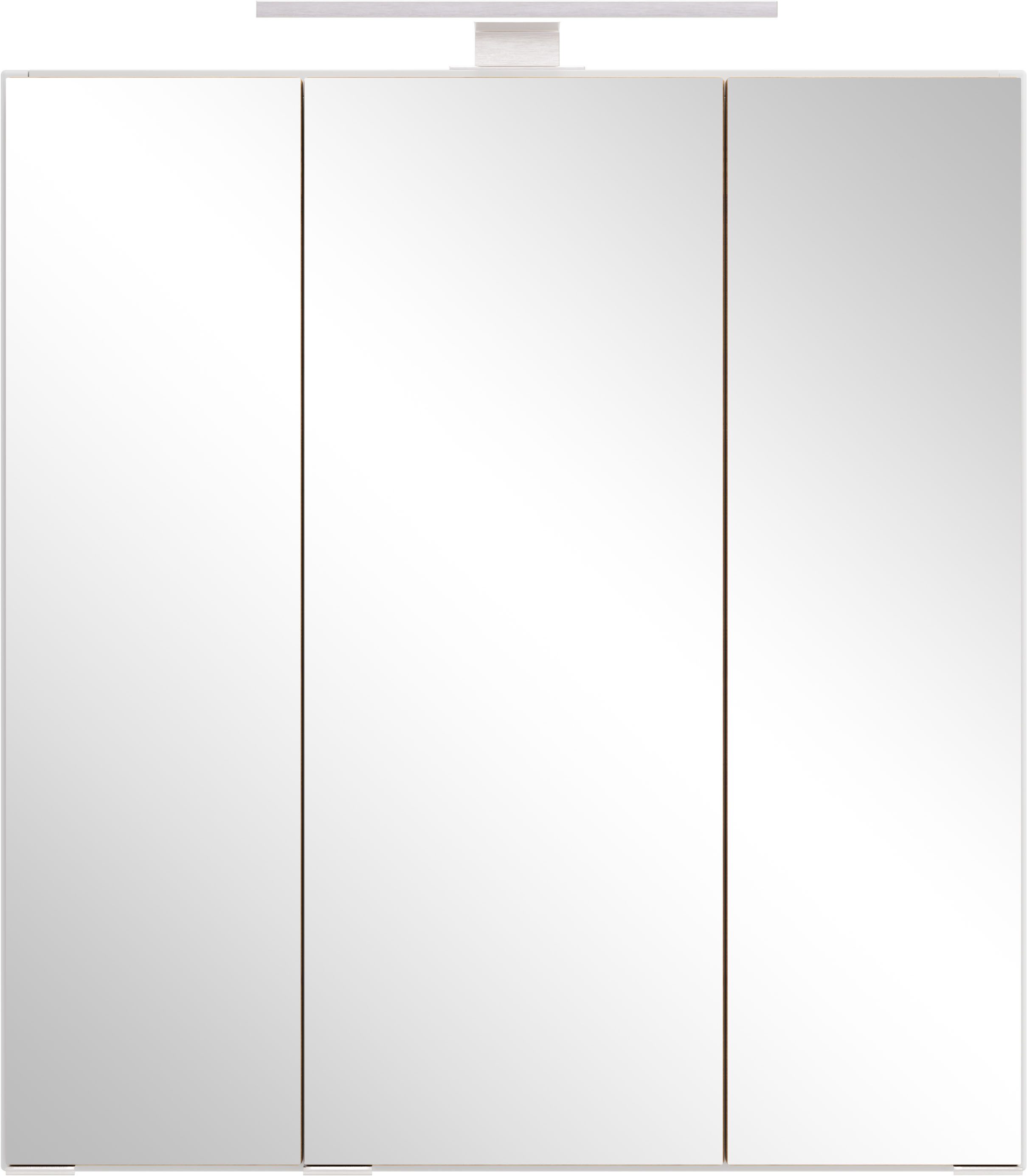 welltime Spiegelschrank TRIENT, 3D-Spiegelschrank 60 cm, gedämpfte Scharniere (Maße (B/H/T): ca. 60/64/20 cm) matt weiß/Wildeiche, gedämpfte Scharniere