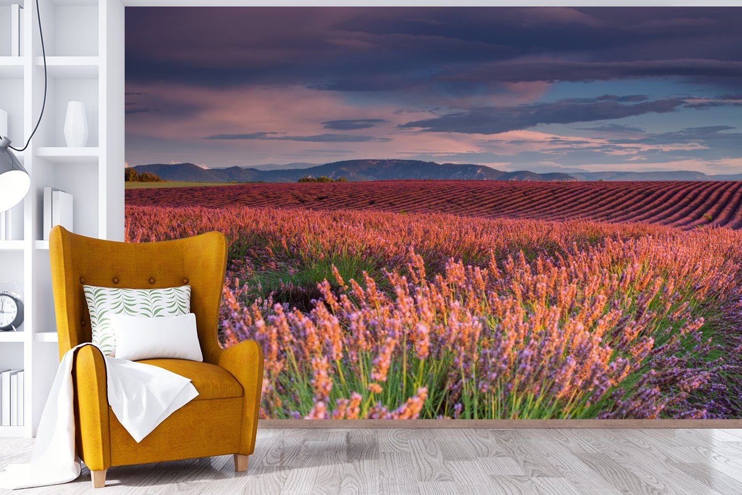 Wohnzimmer, Lavendel für Schlafzimmer, Fototapete - Frankreich Luft, Wallpaper Matt, (6 Vinyl St), MuchoWow bedruckt, Tapete Kinderzimmer, -