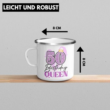 Trendation Thermotasse Trendation - 50. Geburtstag Emaille Tasse Frau Geschenk 50er Geschenkidee 50 Mutter Frauen Lustig Geschenke