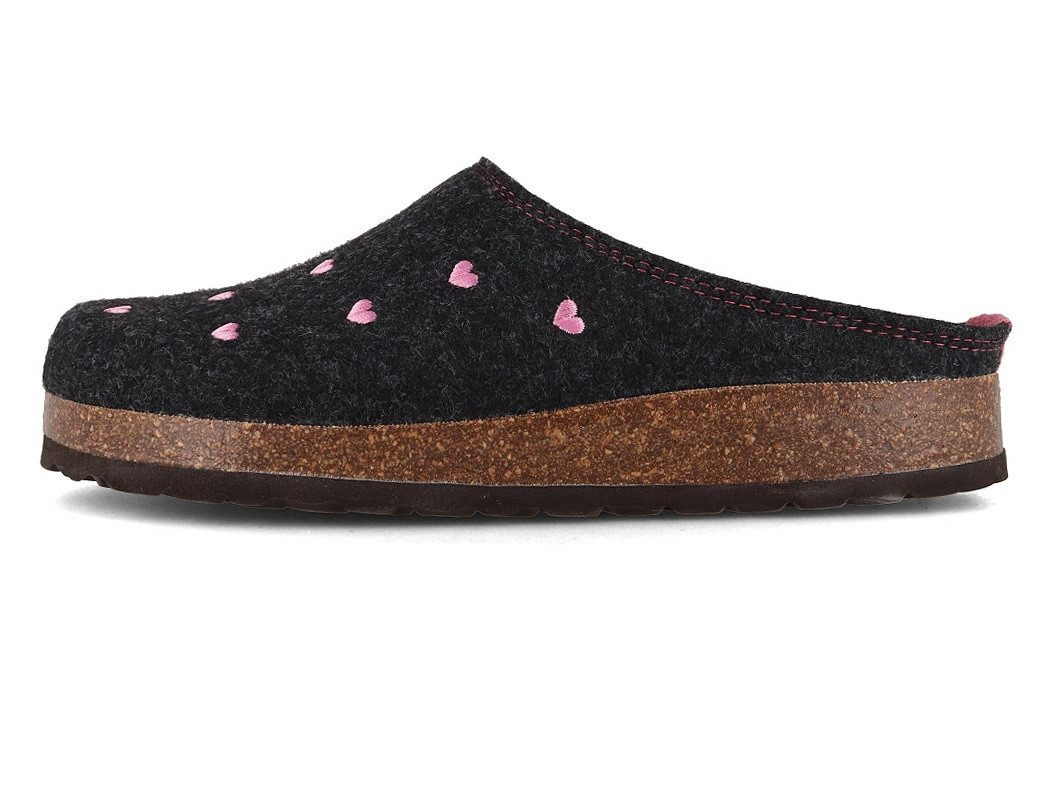 Tuffeln Filz-Pantoffeln Herzchen Damen Clogs mit Kork-Fußbett Hausschuh vegan aus 100% Tuf-Felt – Bild 3 von 5