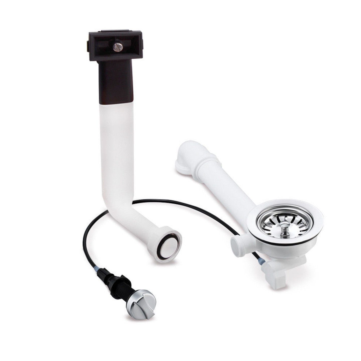 AQUADE Siebventil Siebkorb-Excenterventil 114mmØ für Spüle, mit Raumschaffer Überlauf und Drehbetätigung