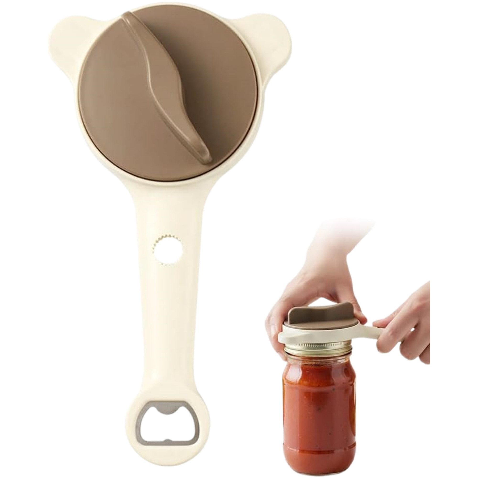 ibettertec Dosenöffner Dosenöffner Manuell,Ohne Scharfe Kanten Flaschenöffne, 4-in-1 Multifunktionaler,Spannungsfreier Glasöffner für Alle Dosen