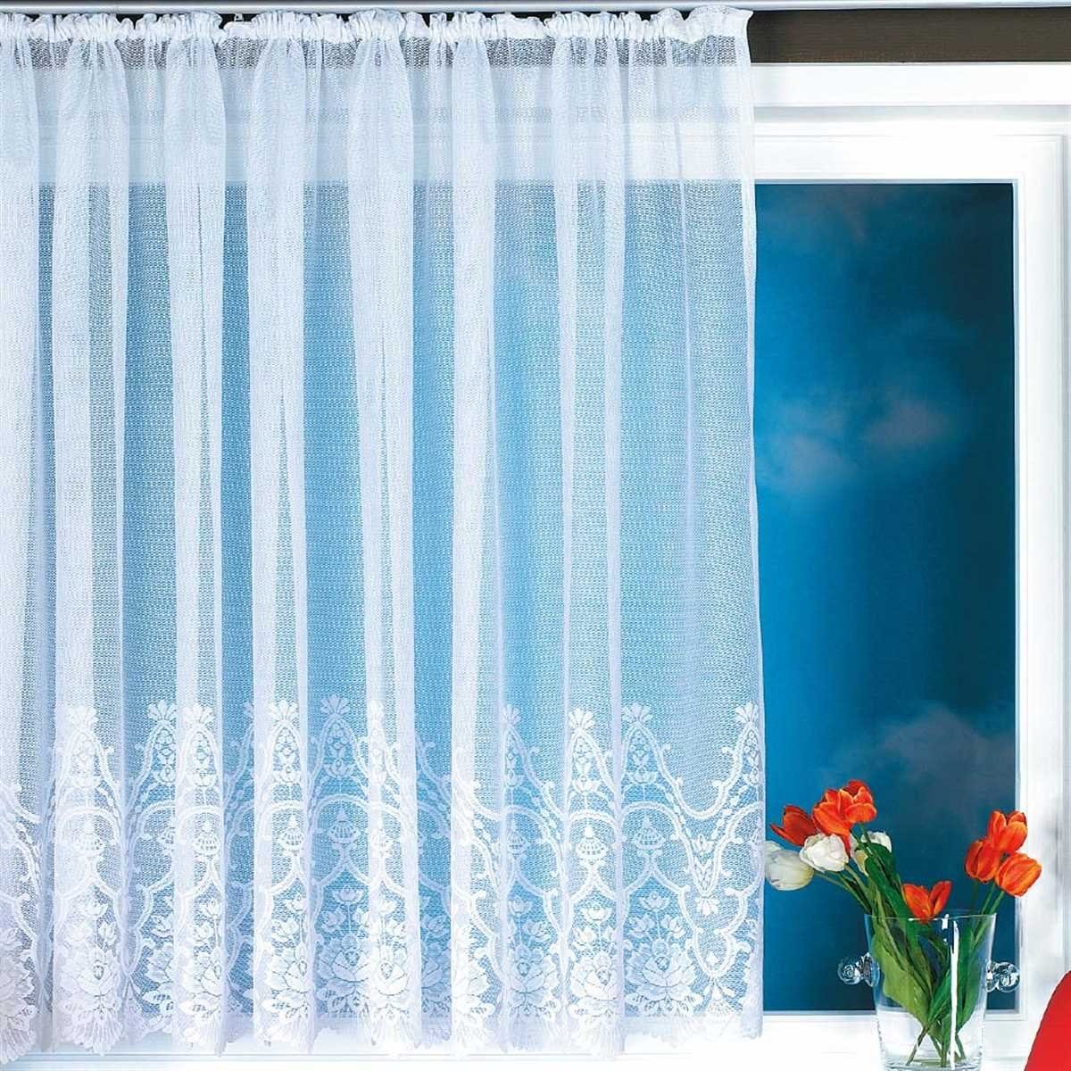 Arsvita Gardine mit floralem Jacquard-Muster in feiner Spitzenoptik, Kräuselband, transparent, elegant, lichtdurchlässig, waschbar – Bild 2 von 3