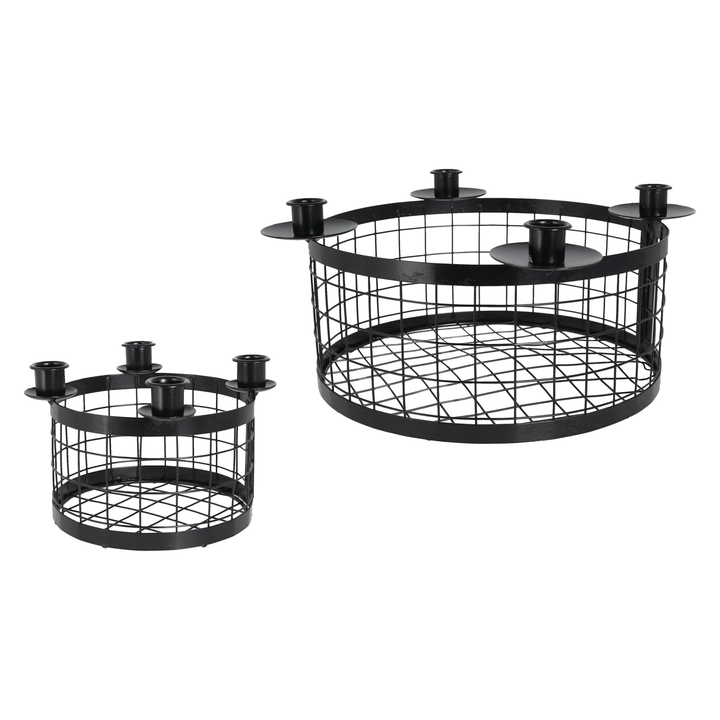 Macosa Home Adventskranz Korb Schwarz Metall 20cm od. 35 cm modern, elegantes Adventsgesteck 4 Kerzenhalter