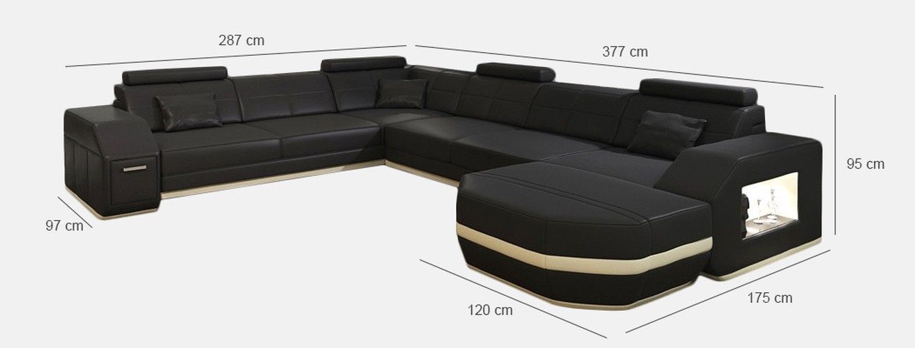 JVmoebel Wohnlandschaft Ecksofa Wyen W/B – Elegante Ledersitzlandschaft für Ihr Zuhause, Made in Europa