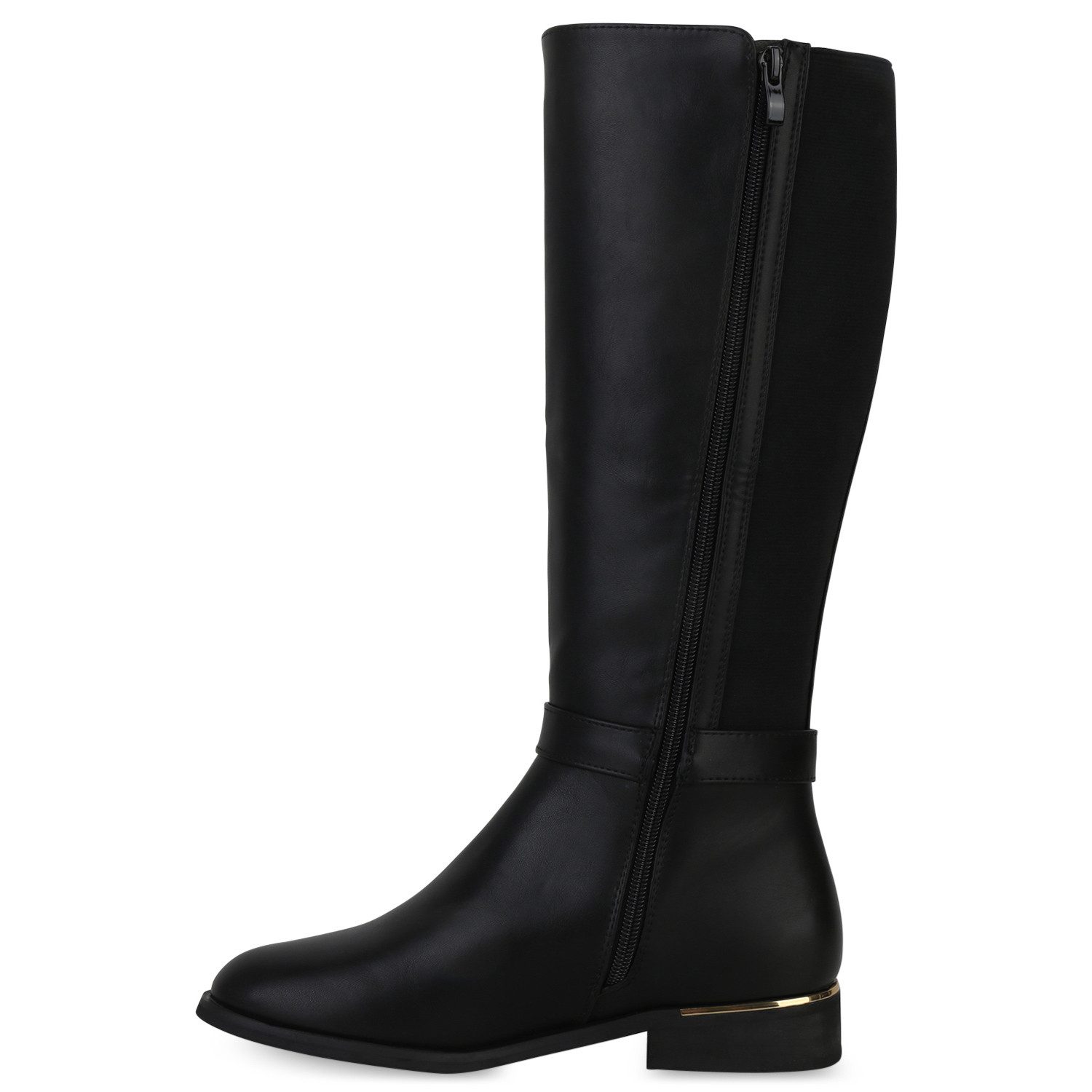 VAN HILL 840544 Stiefel Damen Leicht Gefütterte Reiterstiefel Schnallen Freizeit
