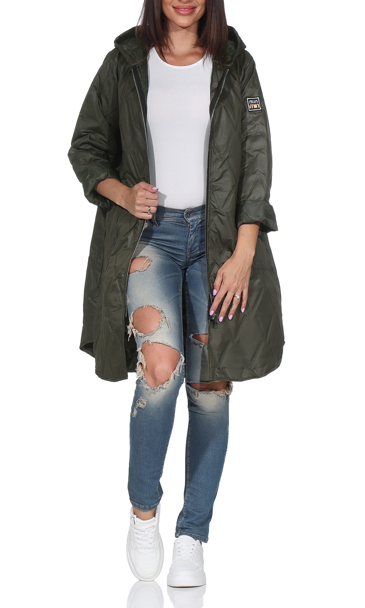 simaranda Langjacke Steppjacke lang stylischer Trenchcoat günstig online kaufen