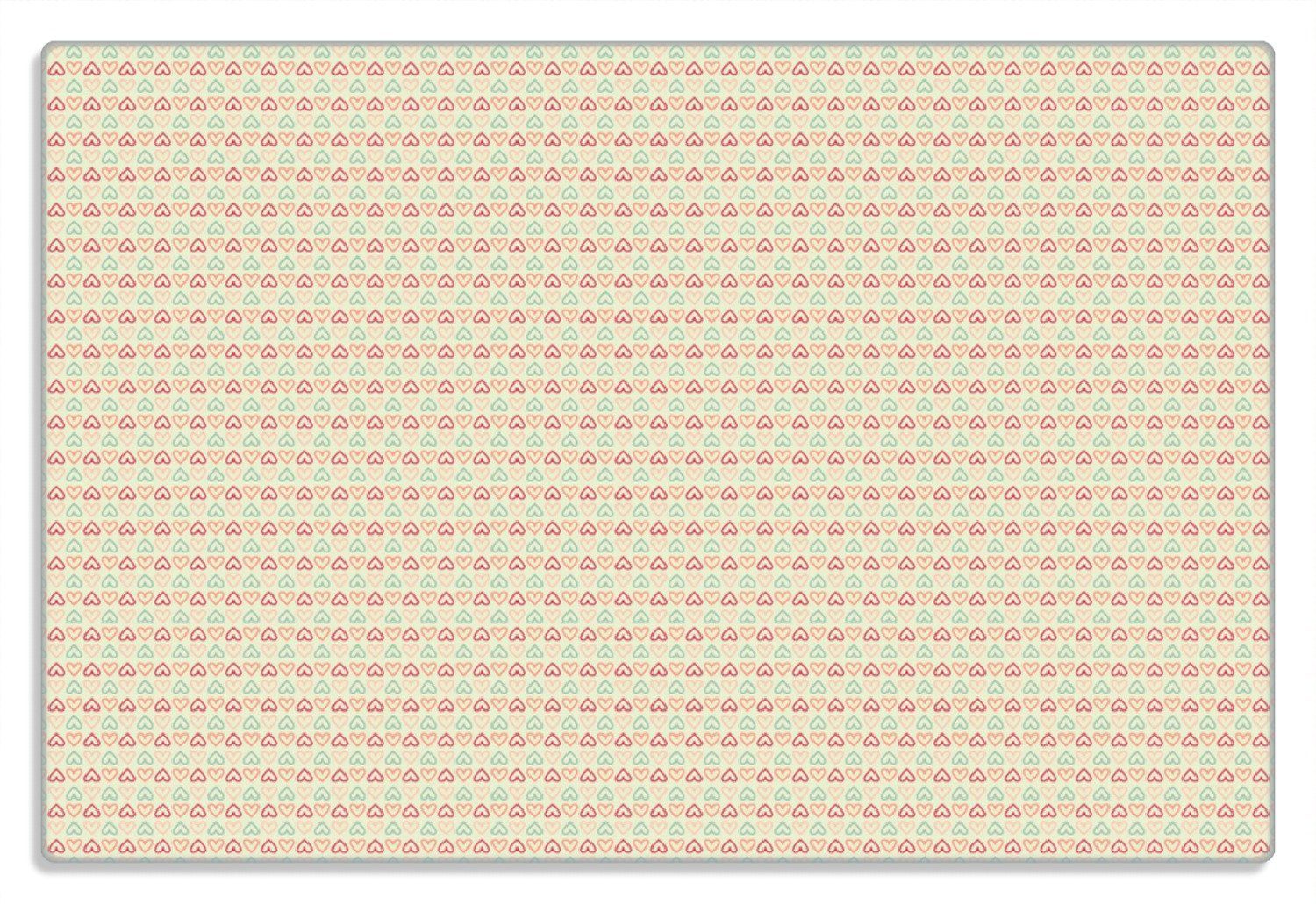 Wallario Frühstücksbrett Muster Herzen in rot, gelb und grün, symmetrisch angeordent, (inkl. rutschfester Gummifüße 4mm, 1-St), 20x30cm
