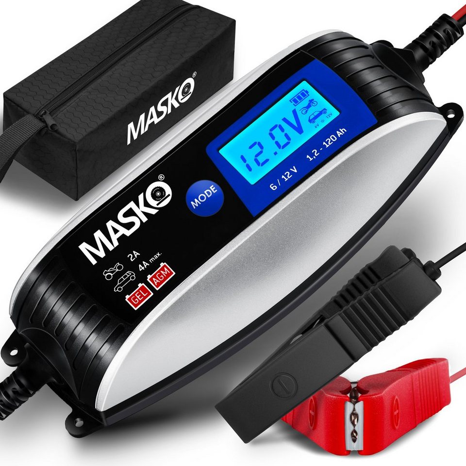 MASKO Batterie-Ladegerät (Batterieladegerät KFZ vollautomatisch 4A-6V/12V  Auto Motorrad)