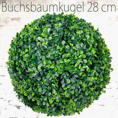 Kunstpflanze Deko Buchsbaum Künstlich Buchsbaumkugel Buchskugel 28 cm Kunstpflanze, Decovego