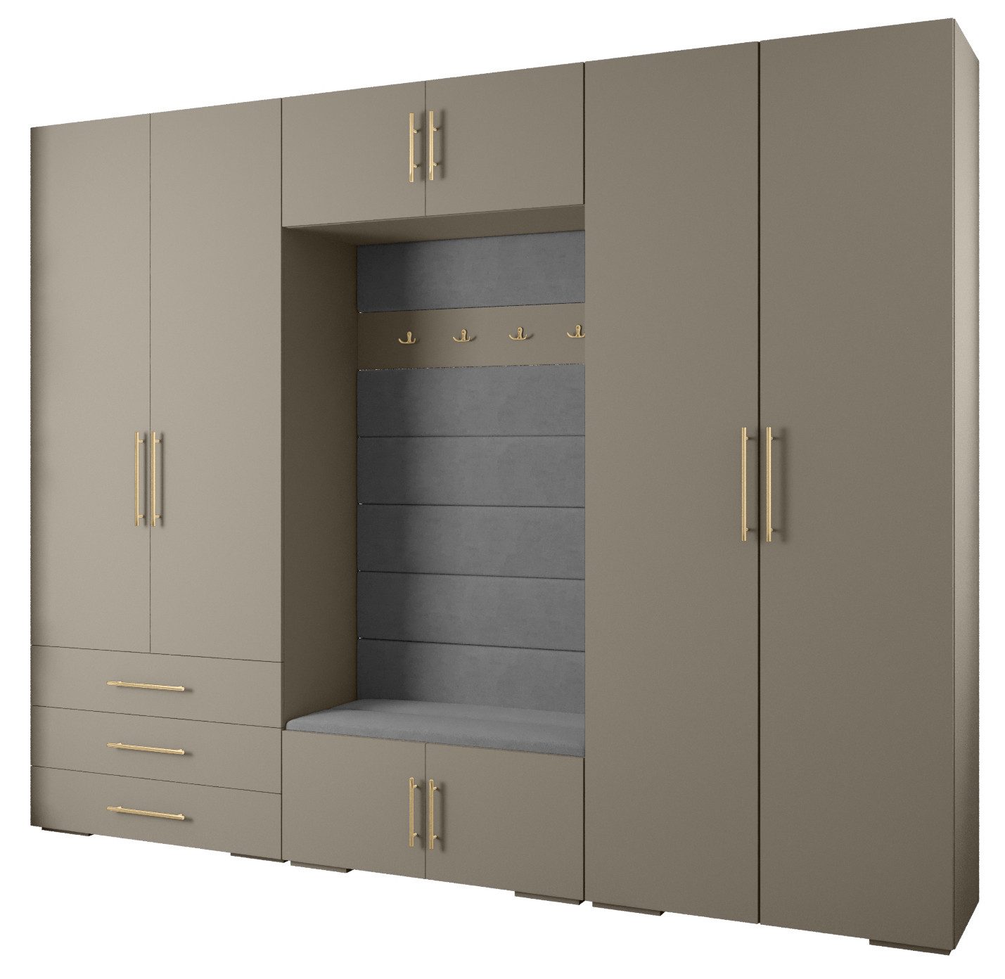ABIKS MÖBEL Kompaktgarderobe INOVA 3 SATZ 14 Möbelset, Garderobe mit Kleiderstange und Regalen