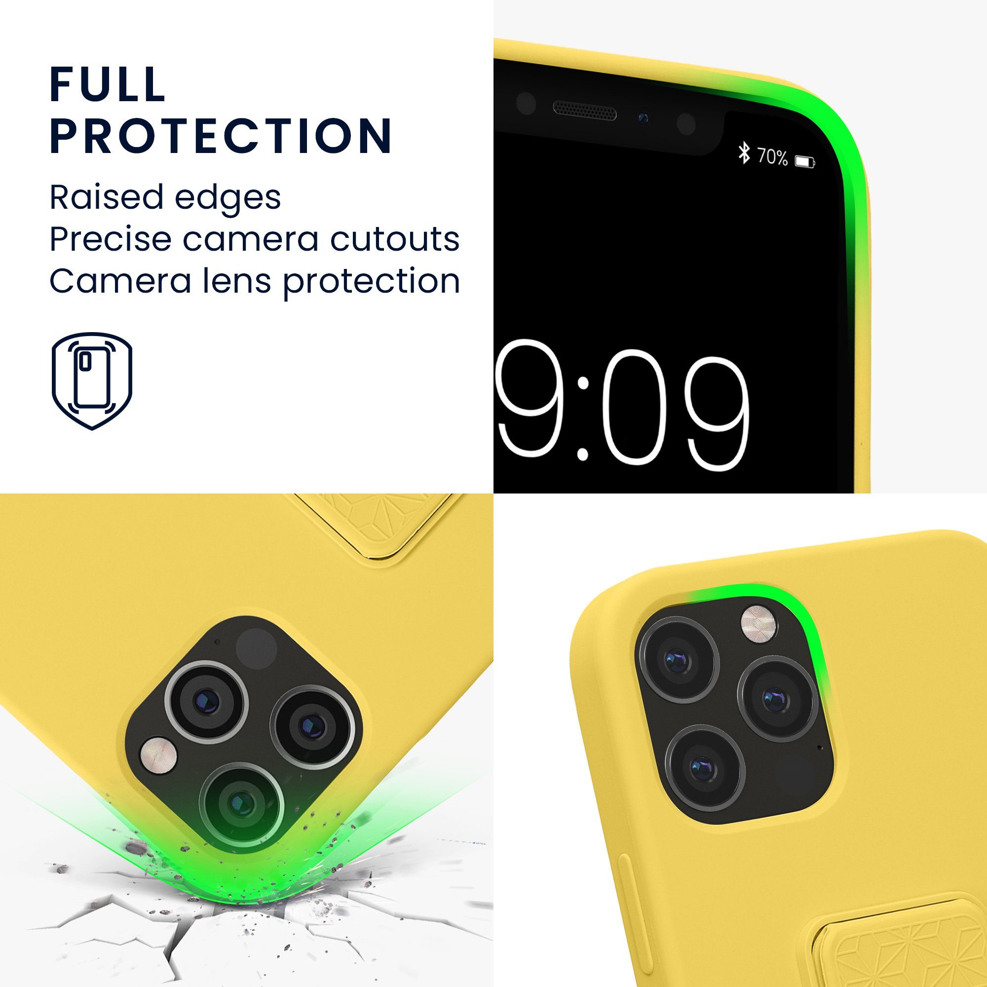 kwmobile Handyhülle kwmobile Handyhülle für Apple iPhone 12 / 12 Pro, Hülle mit Fingerhalter und Standfunktion - Silikon Case Handy Cover